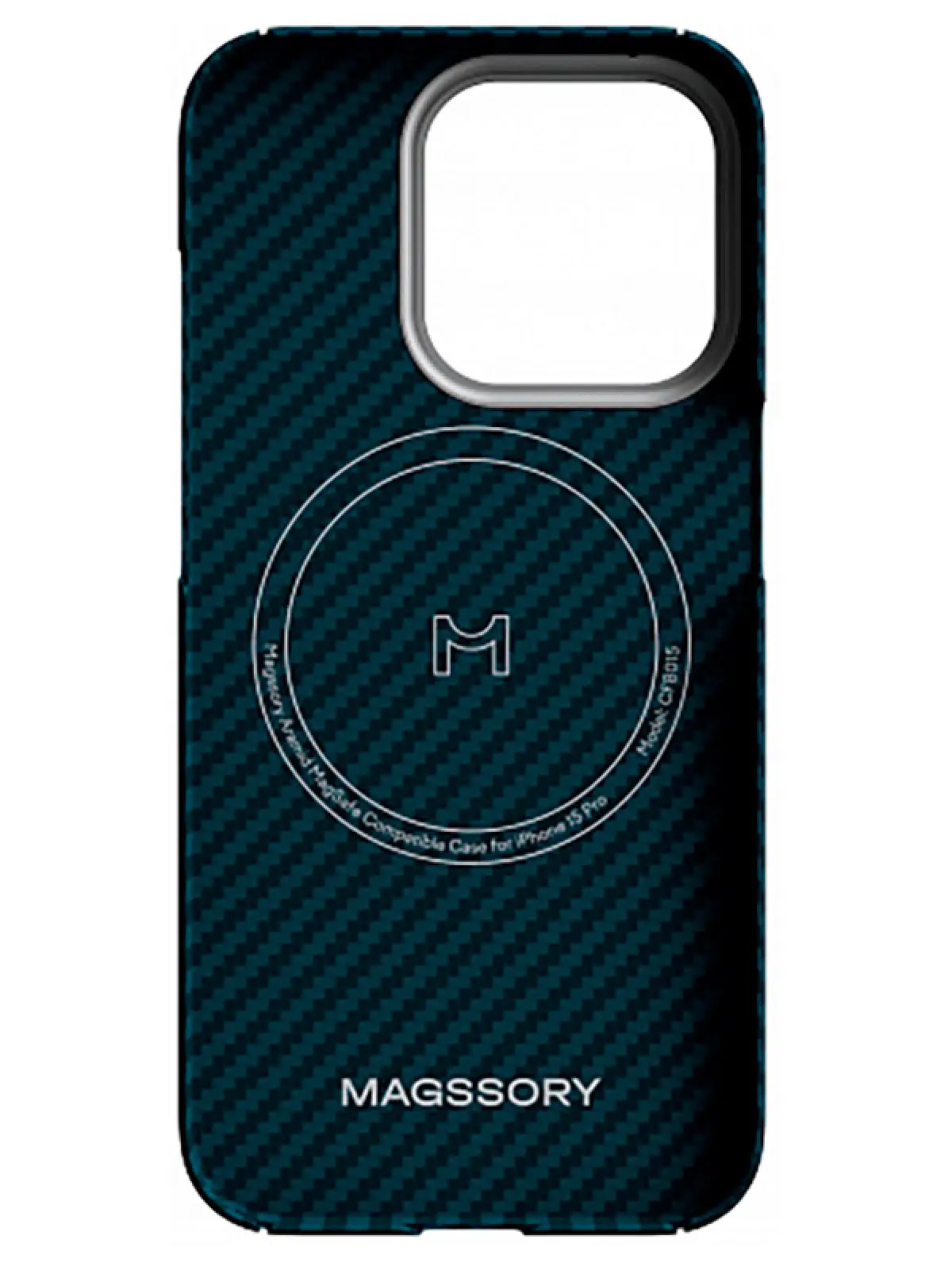 Чехол для мобильного телефона Magssory для iPhone 15 Pro, кевлар (арамид), с магнитами, совместимый с MagSafe, blue (CFB015)