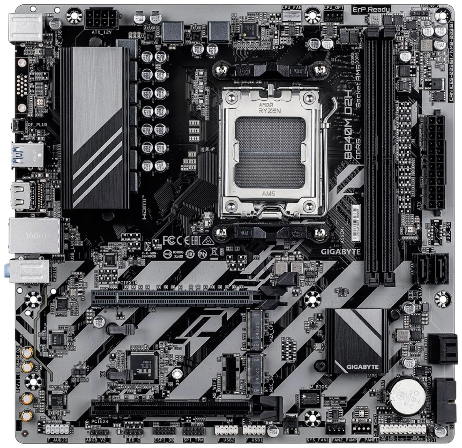 Материнская плата Gigabyte B840M D2H (AM5, mATX)