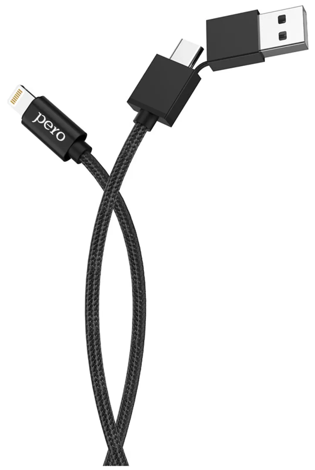 Дата-кабель Pero DC-07 UNIVERSAL 2 in 1 USB-A + PD to Lightning 1m Black
