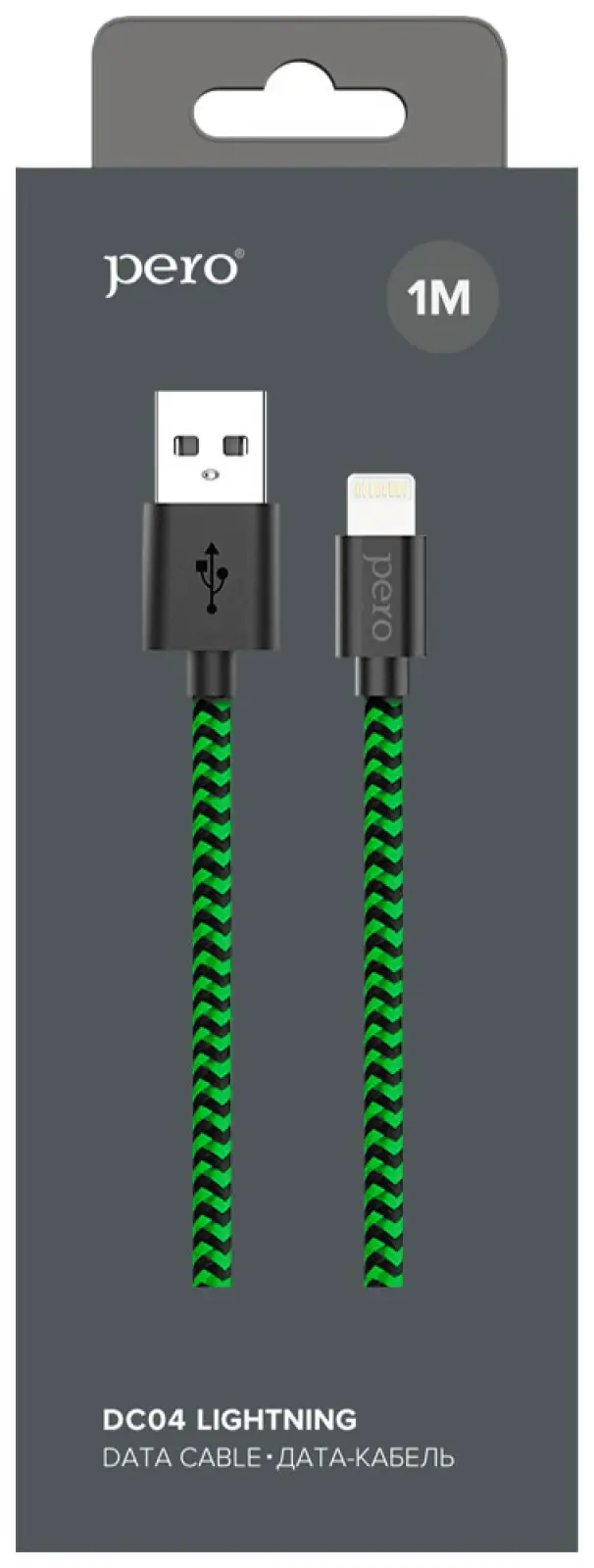 Дата-кабель  Pero DC-04 8-pin Lightning 2А 1м Green-black