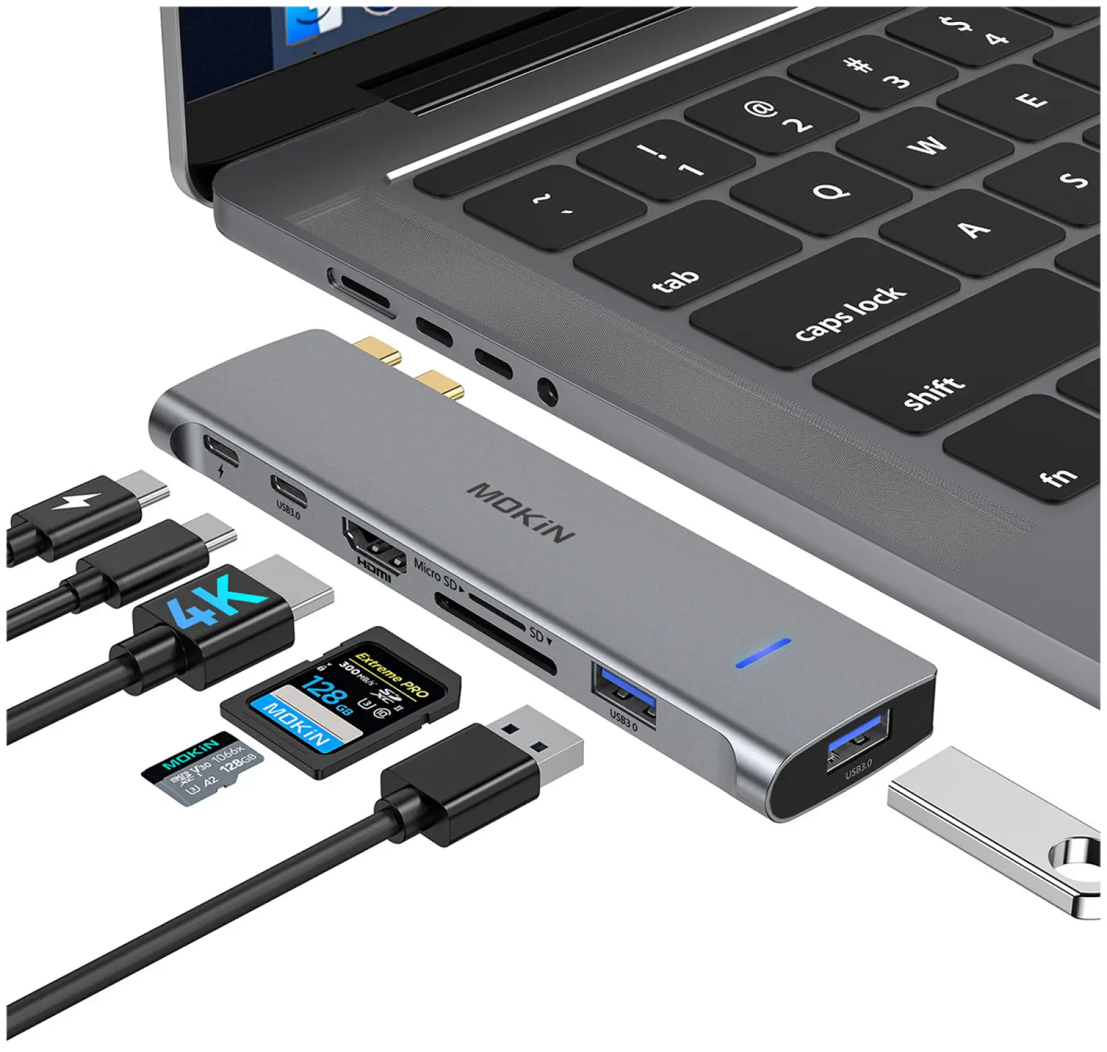 Универсальный адаптер Mokin MOUC2206, HDMI, USB C, USB A x 2, USB C PD, RJ45, SD/Micro SD, Type C