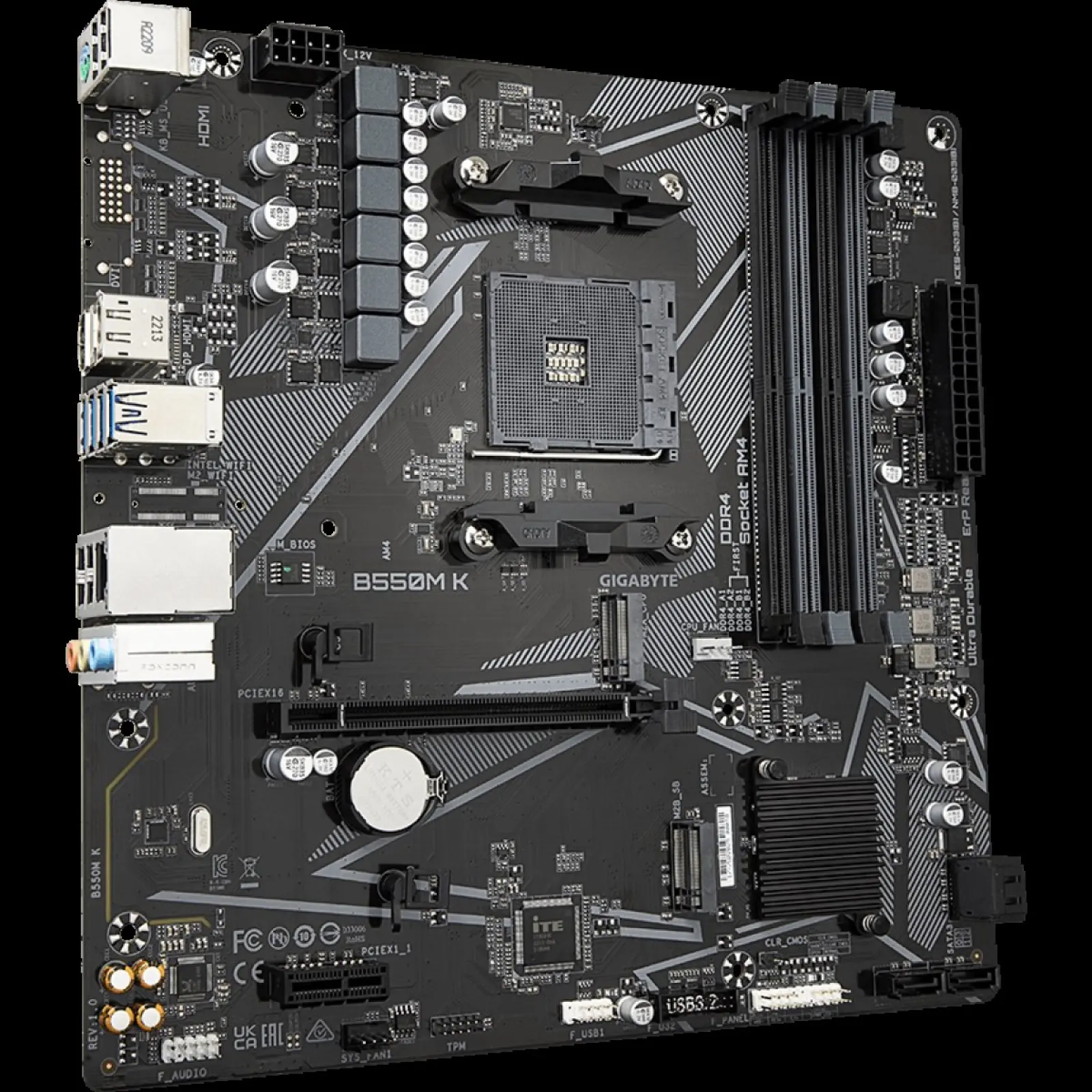 Материнская плата Gigabyte B550M K (AM4, mATX)