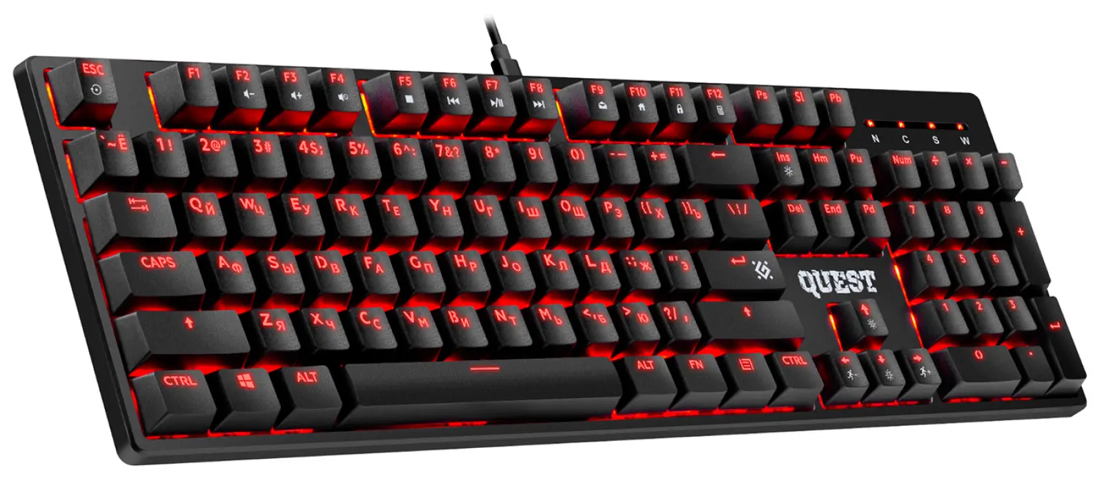 Механическая клавиатура Defender Quest GK-596 RU, черный, 104 кнопки, SNK, красные (45596)