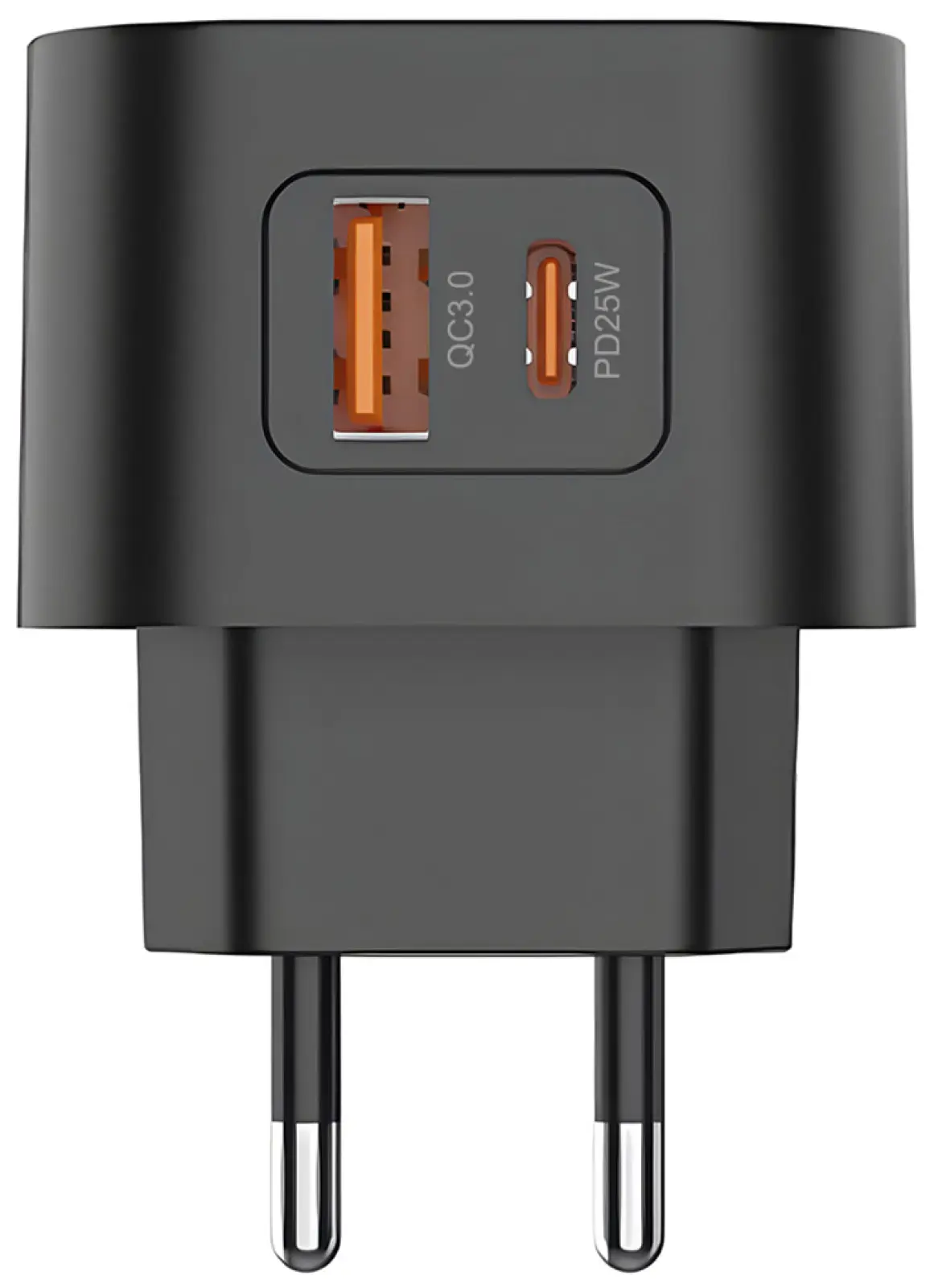 Зарядное устройство Pero TC21, USB-A + USB-C PD, 25W, черный (ТС21B)