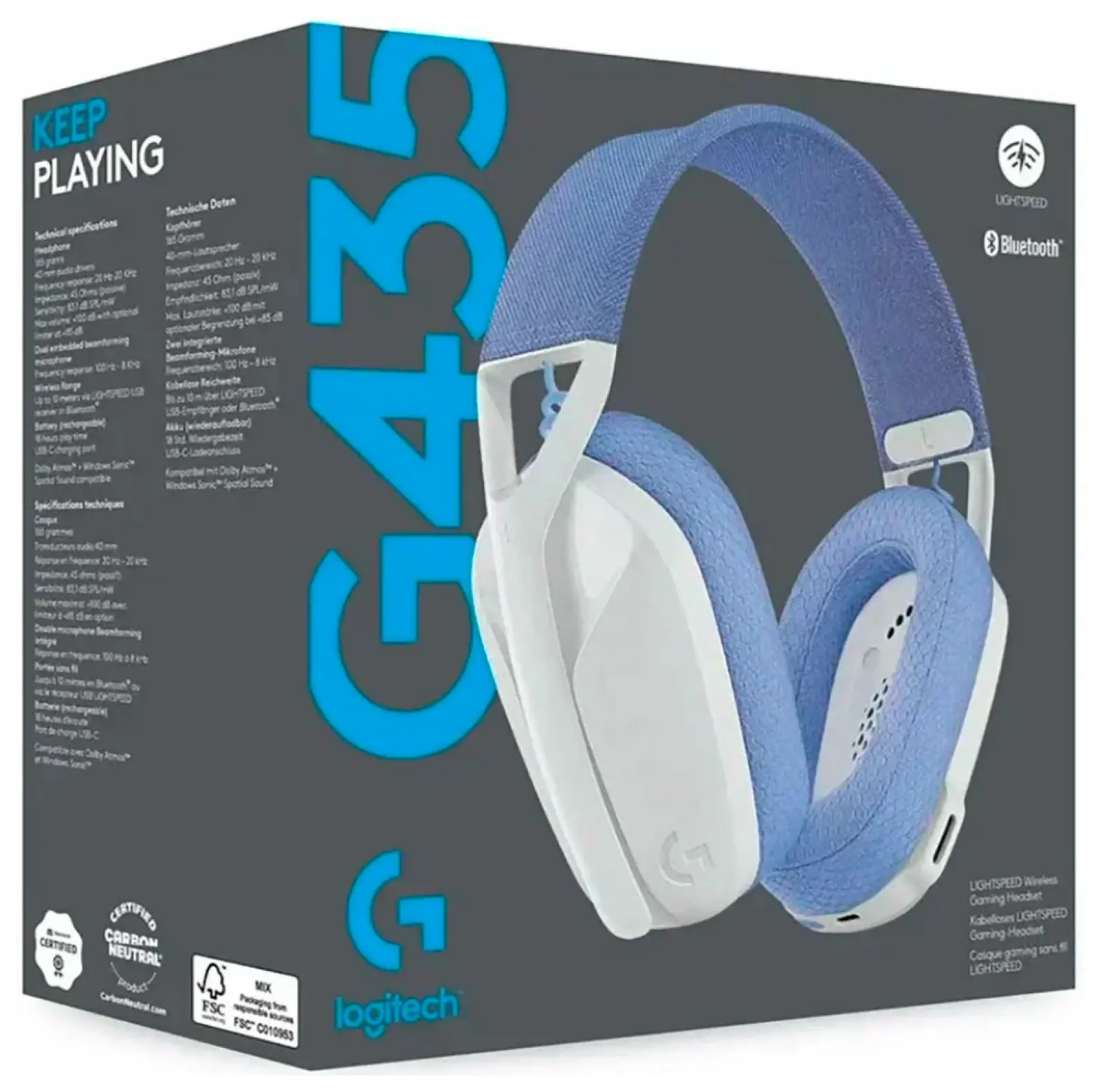 Гарнитура игровая беспроводная Logitech G435 LightSpeed White/Lilac (981-001077)