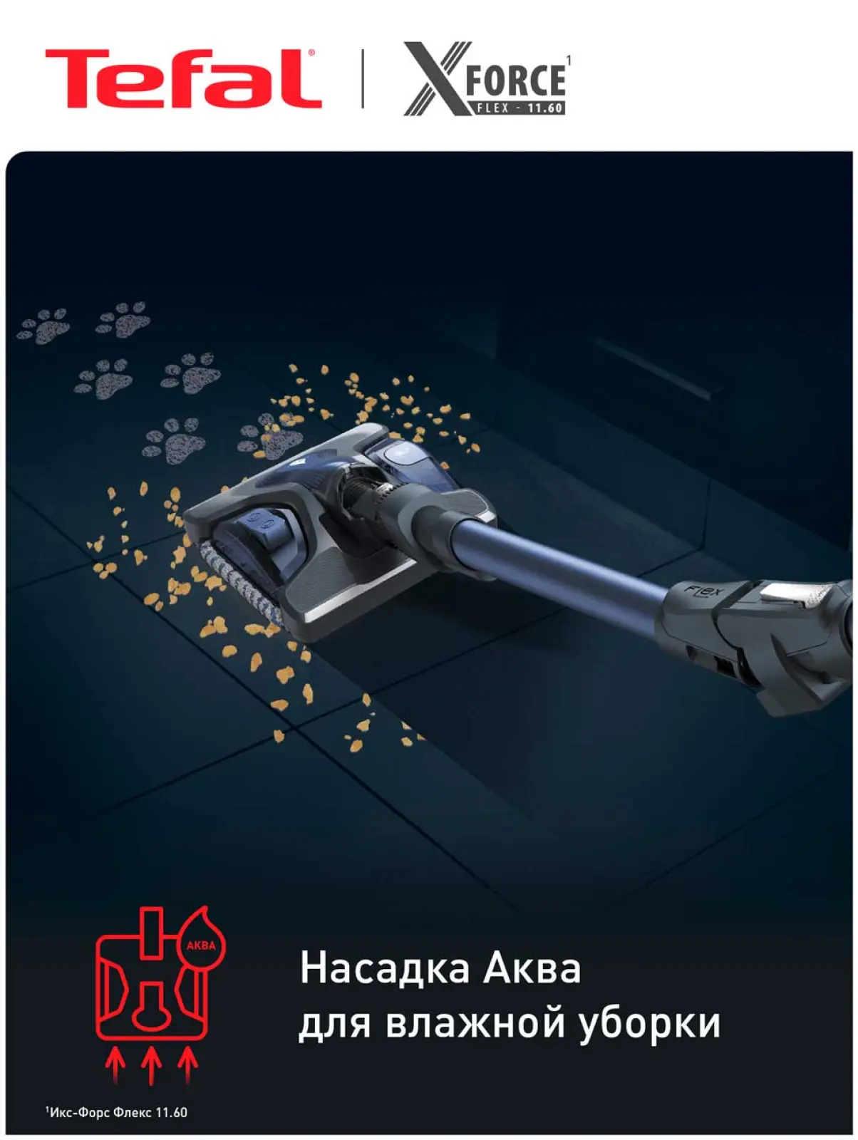 Пылесос вертикальный Tefal X-Force Flex 11.60 TY9890WO, влажная уборка