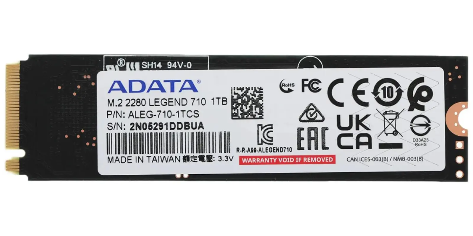 SSD накопитель Adata M.2 LEGEND 710 1000 Гб PCIe (ALEG-710-1TCS)