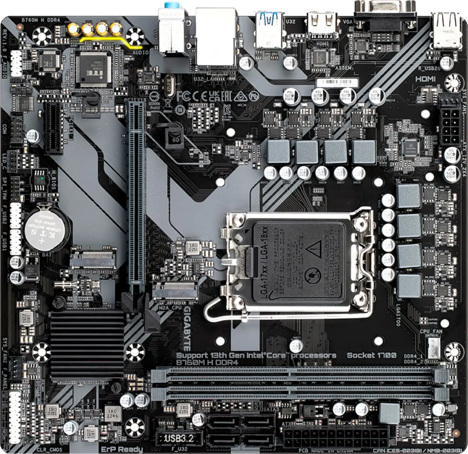 Материнская плата Gigabyte B760M H DDR4 (LGA1700, mATX)