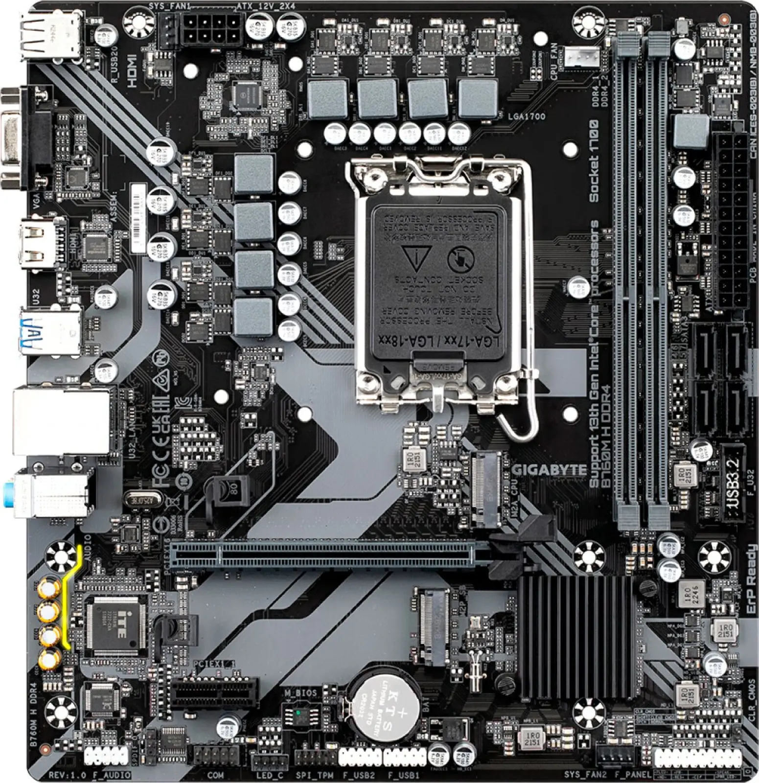 Материнская плата Gigabyte B760M H DDR4 (LGA1700, mATX)