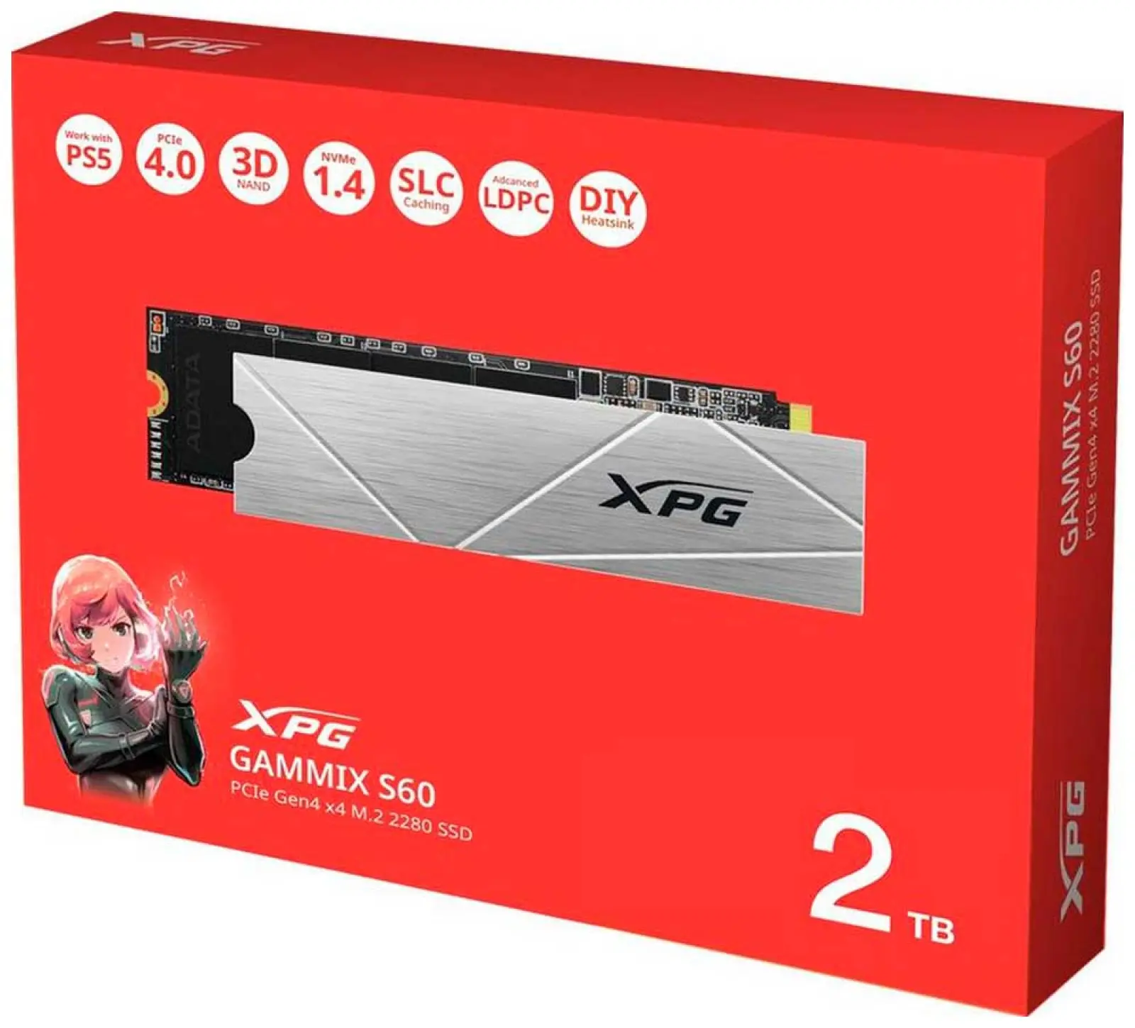 SSD накопитель Adata M.2 GAMMIX S60 BLADE 2048 ГБ PCIe 4.0 (AGAMMIXS60-2T-CS)