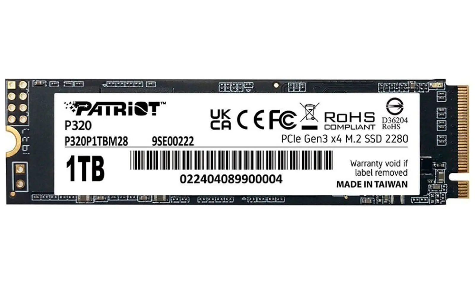 SSD накопитель Patriot Memory M.2 1024GB P320 (P320P1TBM28)