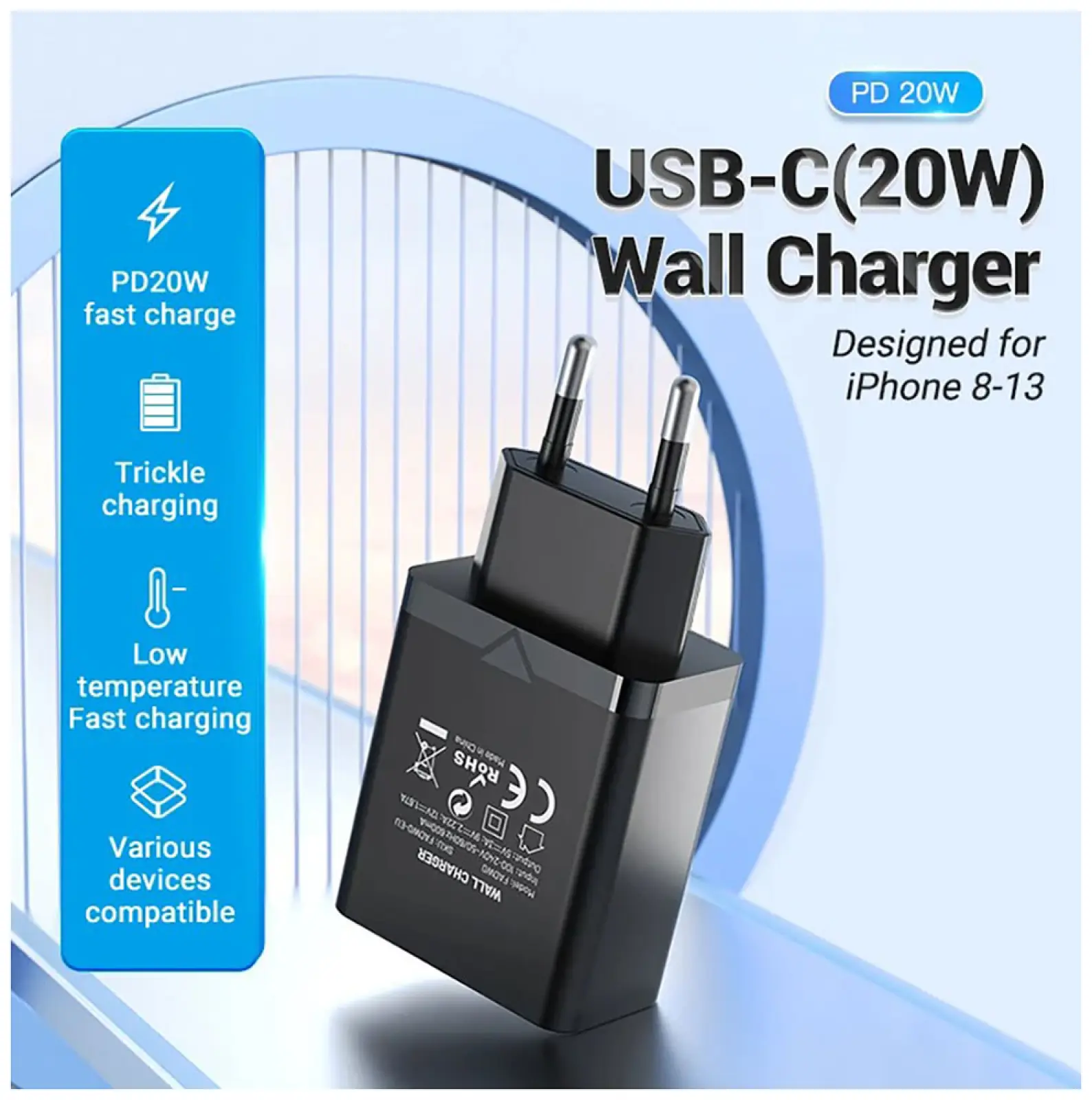 Сетевое зарядное устройство Vention на 1 порт USB C, QC 4.0, черный (FADB0-EU)