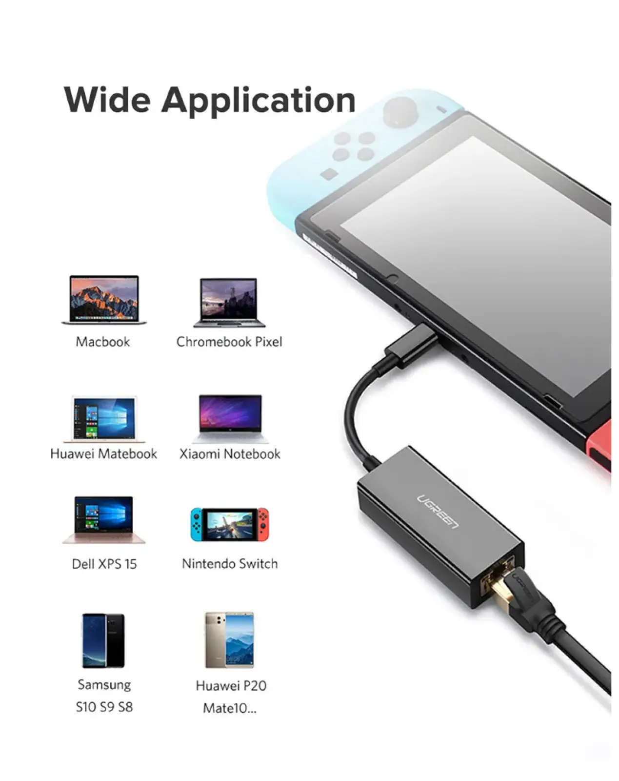 Адаптер  Ugreen CM199 (50737) USB Type C to 10/100/1000M Ethernet Adapter, серый космос