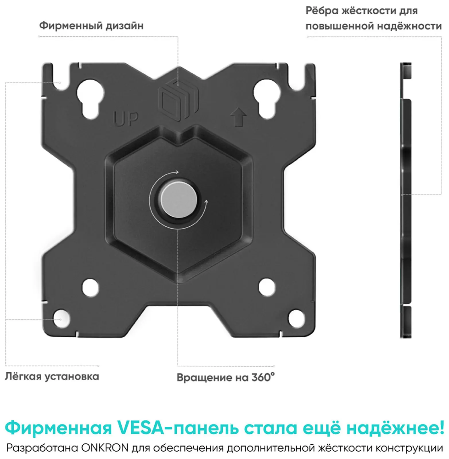 Кронштейн для двух мониторов Onkron 13-34, настольный D208E, черный