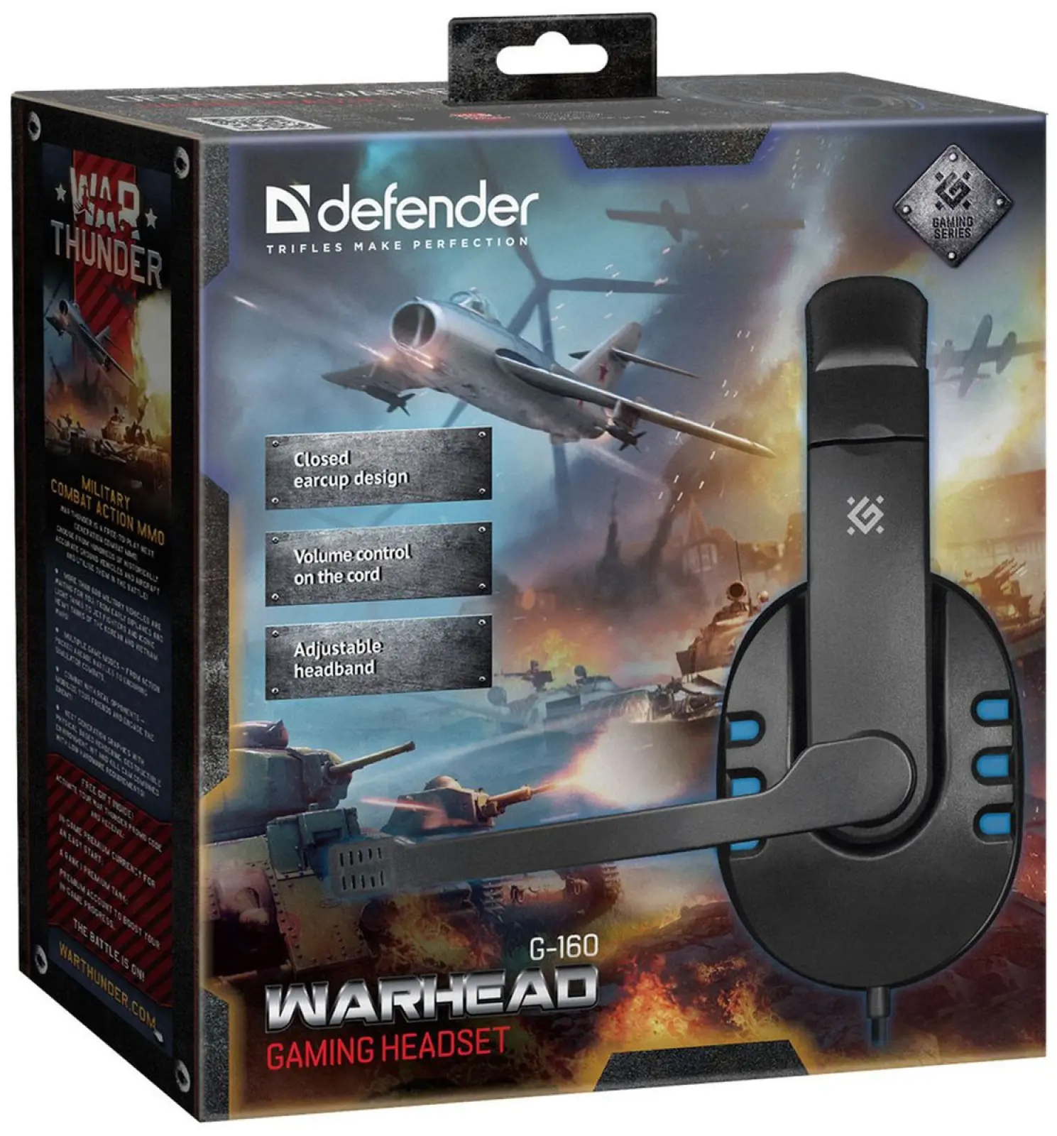 Игровая гарнитура Defender Warhead G-160 черный синий, кабель 2,5 м (64118)