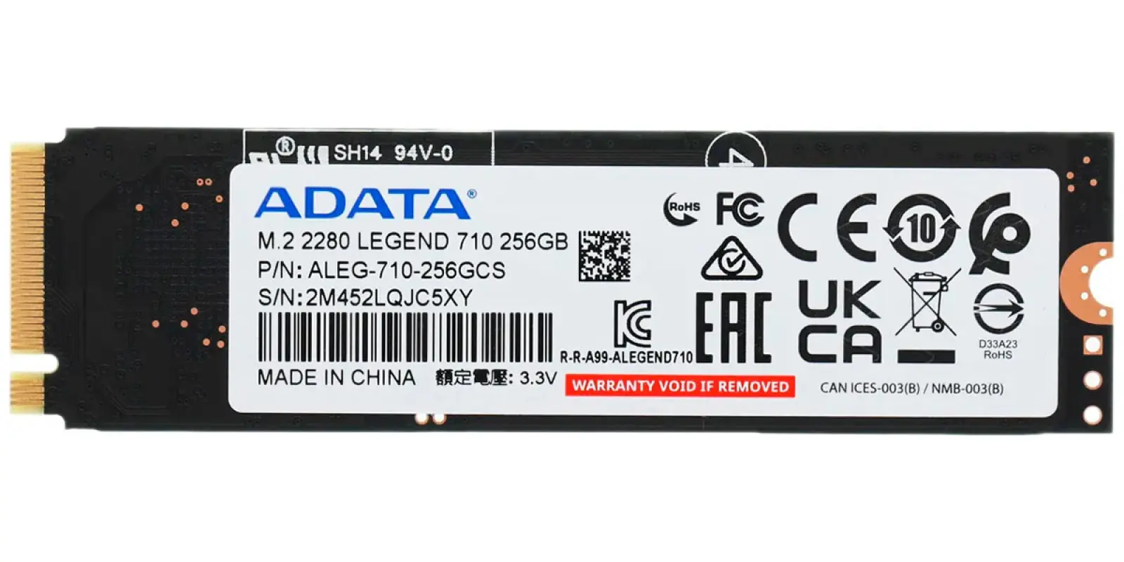 SSD накопитель Adata M.2 LEGEND 710 256 Гб PCIe (ALEG-710-256GCS)