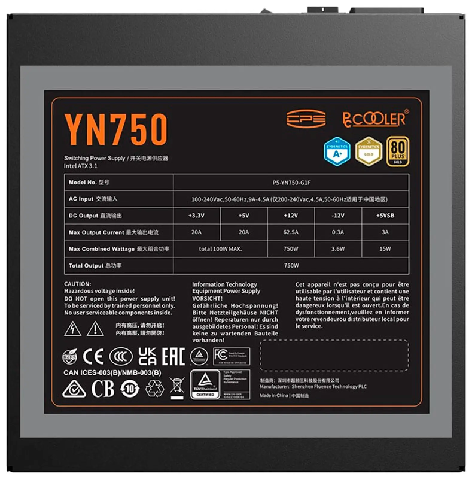 Блок питания PCCooler 750W 80+ Gold (P5-YN750-G1F)