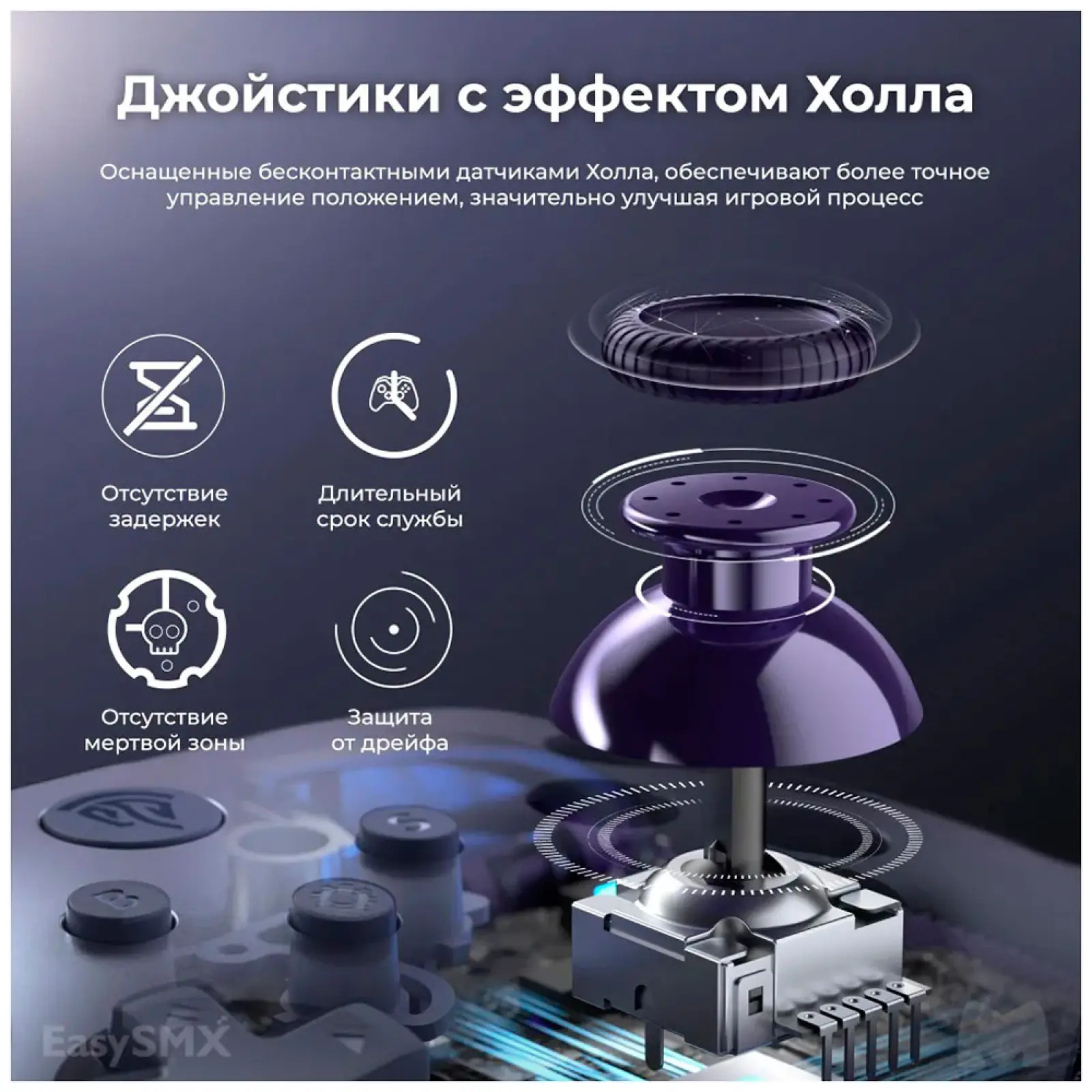Беспроводной геймпад EasySMX X10, с механическими кнопками, фиолетовый (VG-C503)