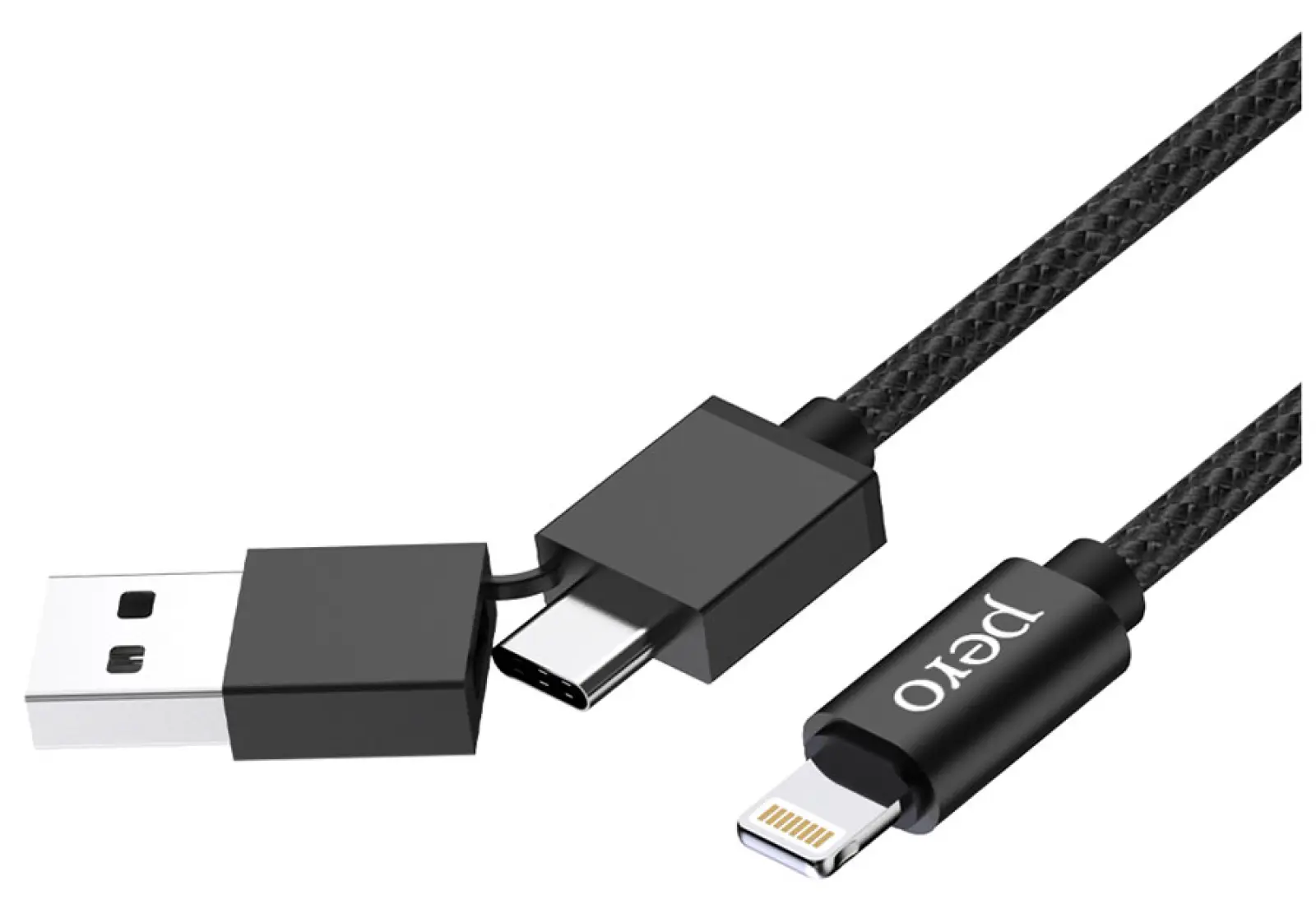 Дата-кабель Pero DC-07 UNIVERSAL 2 in 1 USB-A + PD to Lightning 1m Black