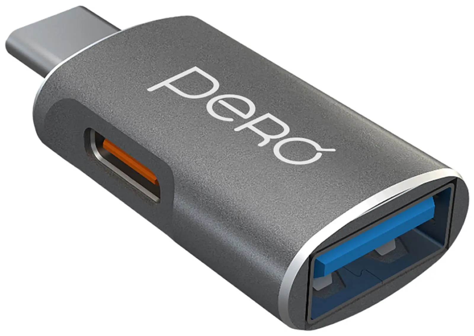 Адаптер Pero AD16 OTG, USB-C TO USB-A 3.0 + USB-C, серый (PRAD16BL)
