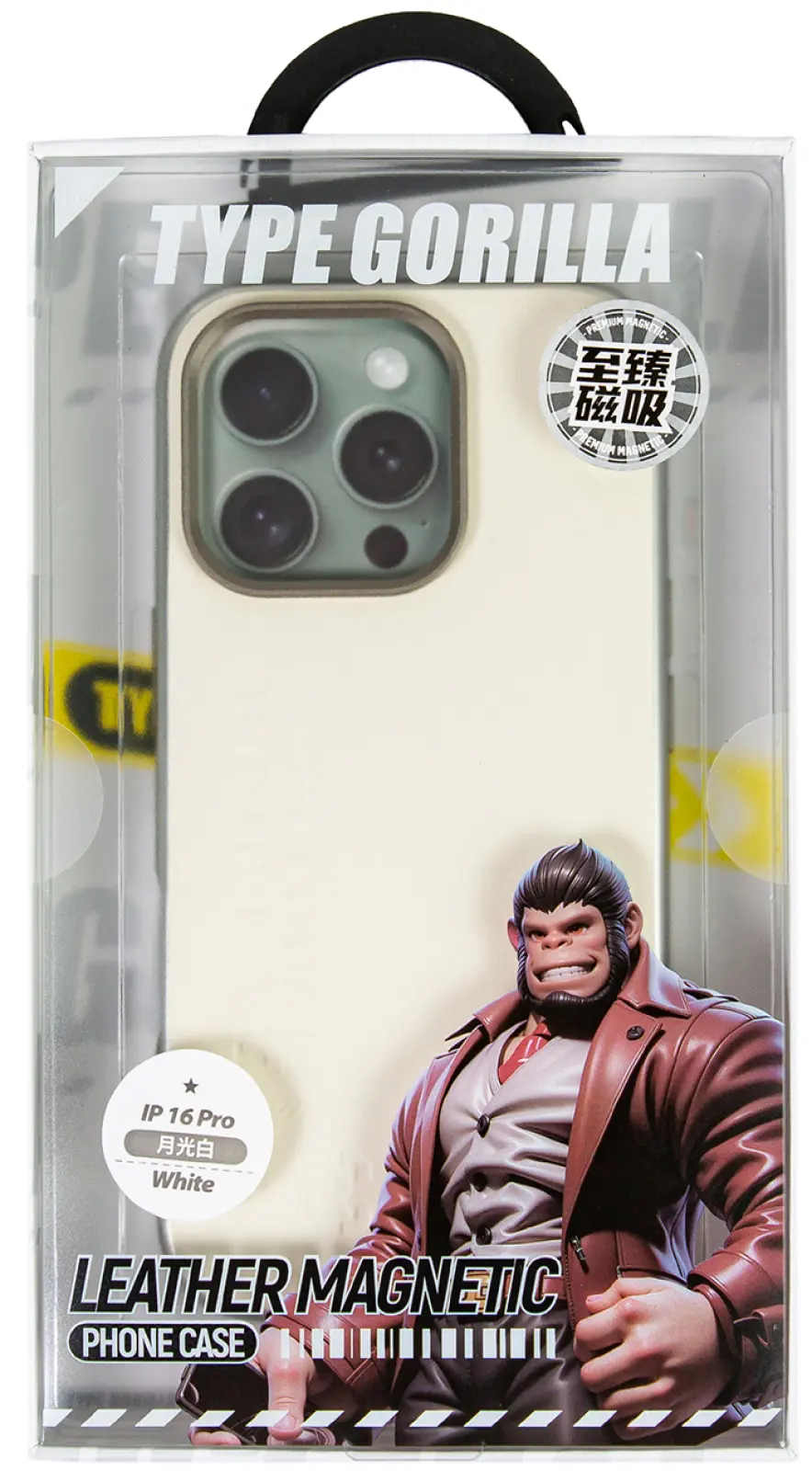 Чехол с магнитным покрытием  Type Gorilla Premium Magnetic iPhone 16 pro, White Leather (BL-T52-iP16P-LTR-WH)