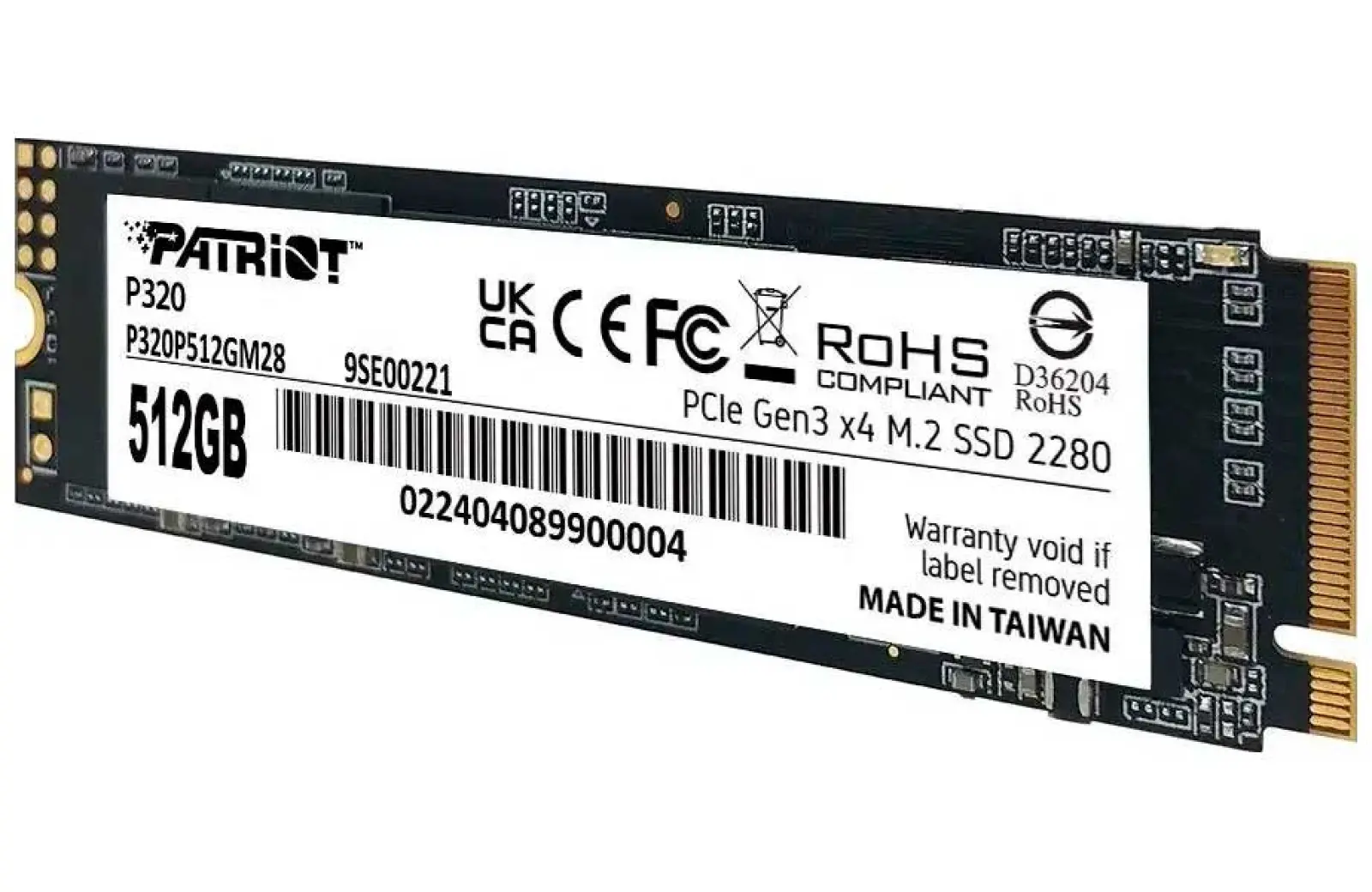SSD накопитель Patriot Memory M.2 512GB P320 (P320P512GM28)