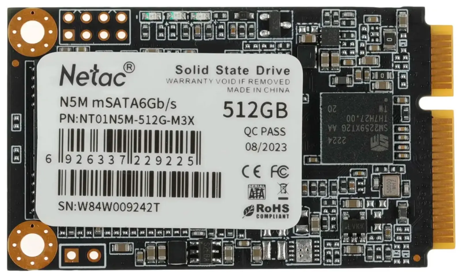 SSD накопитель Netac mSATA N5M 512 Гб SATA III (NT01N5M-512G-M3X)