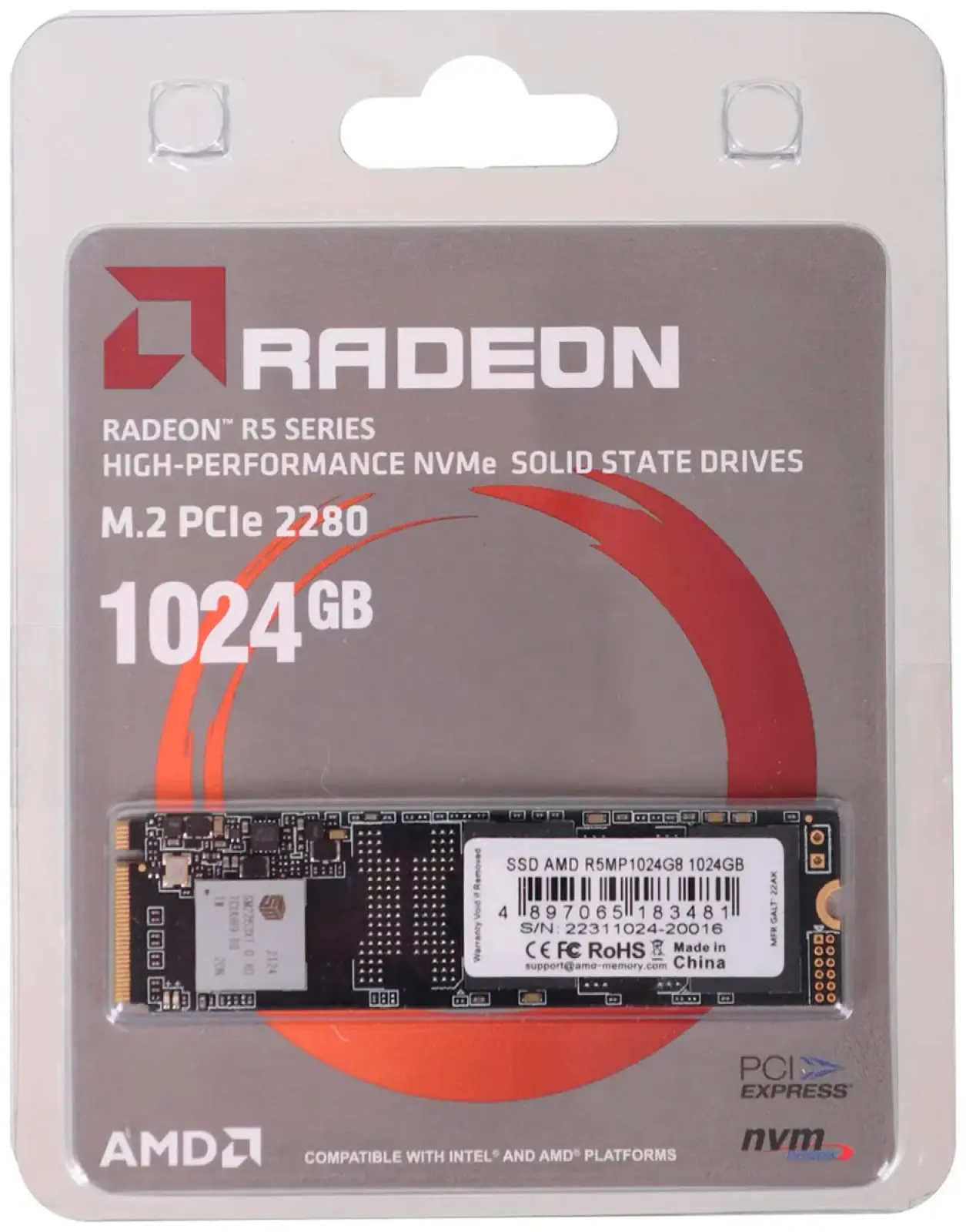 SSD накопитель AMD R5 Series M.2 1000 Гб PCIe 3D TLC (R5MP1024G8)