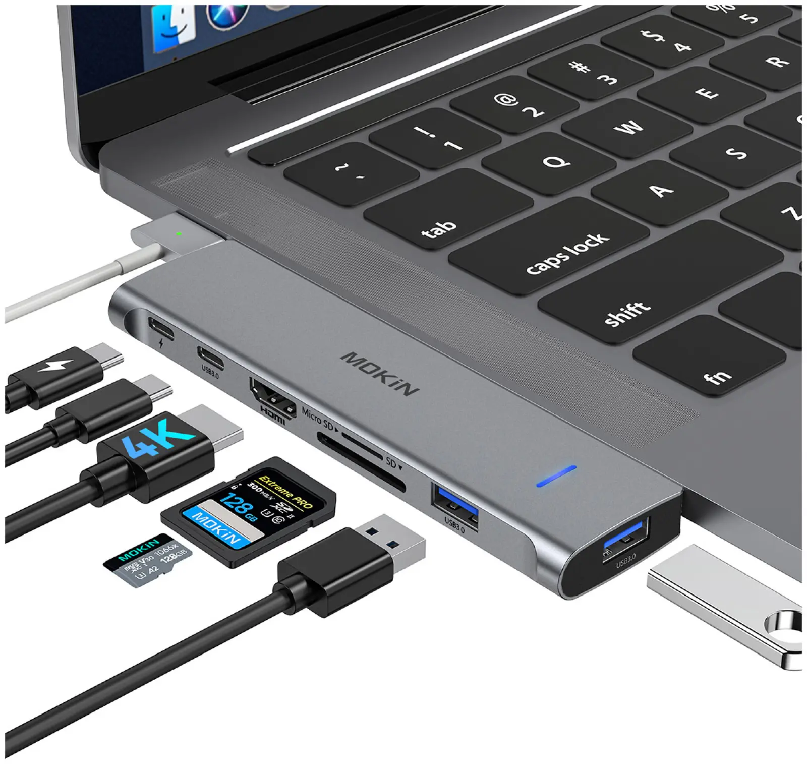 Универсальный адаптер Mokin MOUC2206, HDMI, USB C, USB A x 2, USB C PD, RJ45, SD/Micro SD, Type C