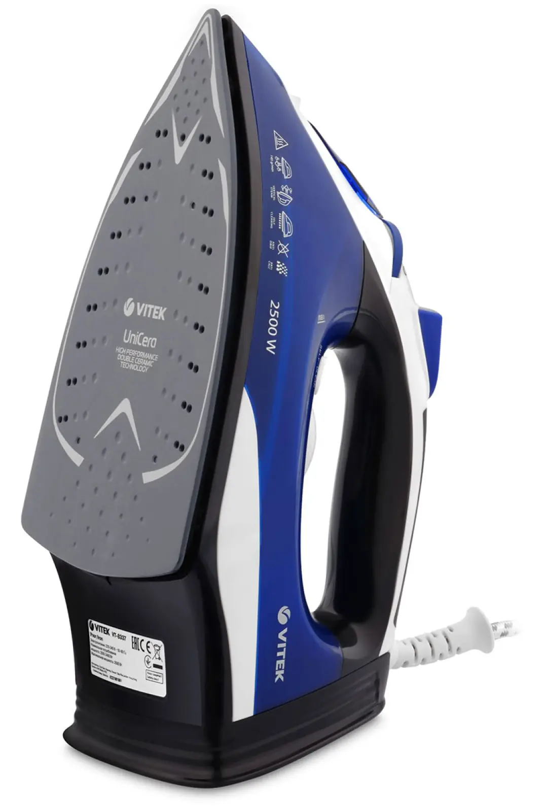 Утюг Vitek VT-8337 2500Вт синий/белый/серый