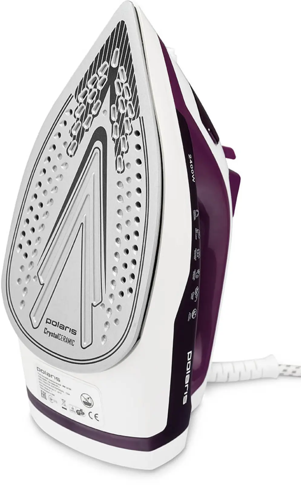 Утюг Polaris PIR 2478K, автоотключение, керамическая подошва, белый/фуксия