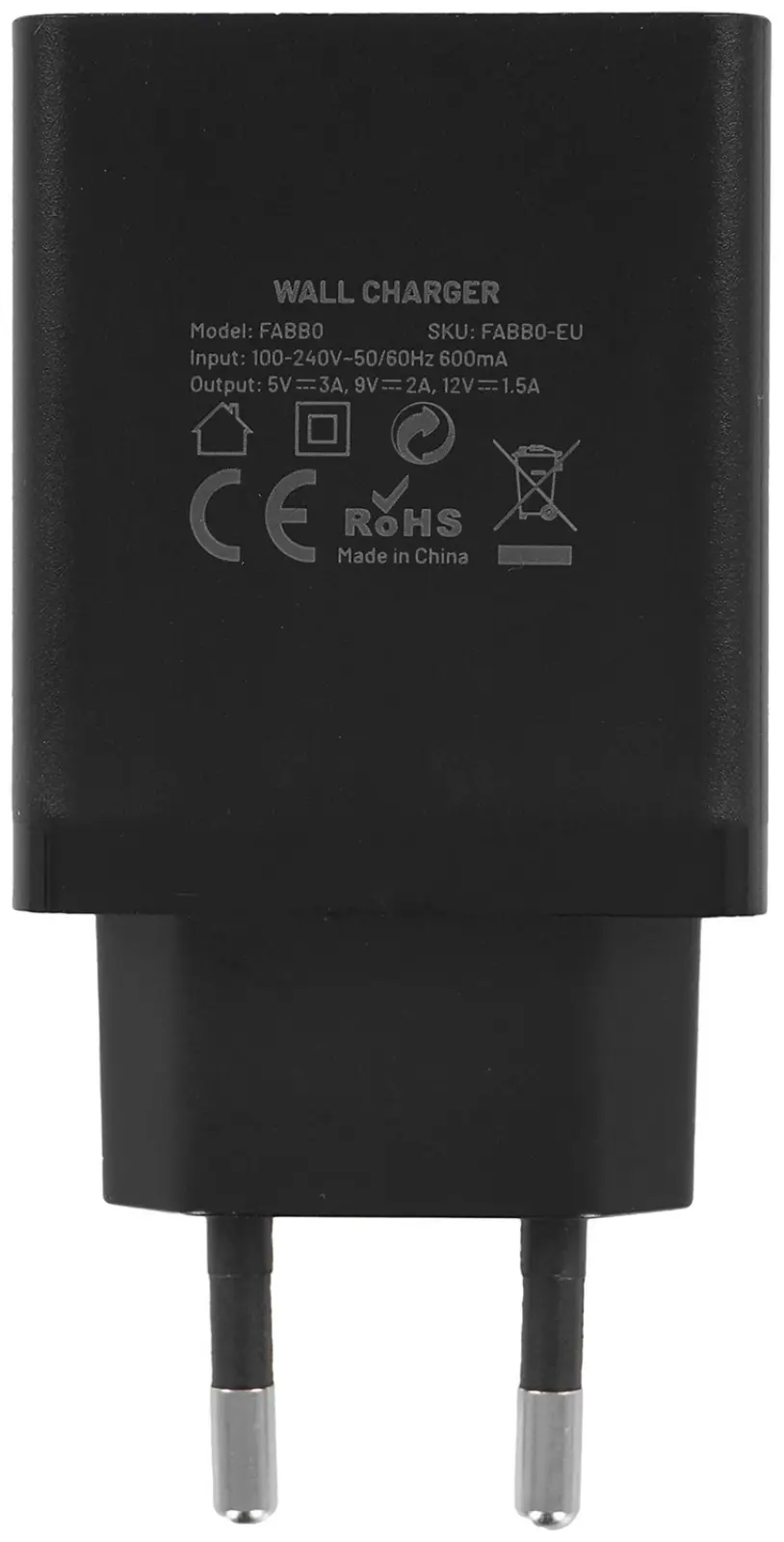 Сетевое зарядное устройство Vention на 1 порт USB A, QC 3.0 2.4A, черный (FABB0-EU)