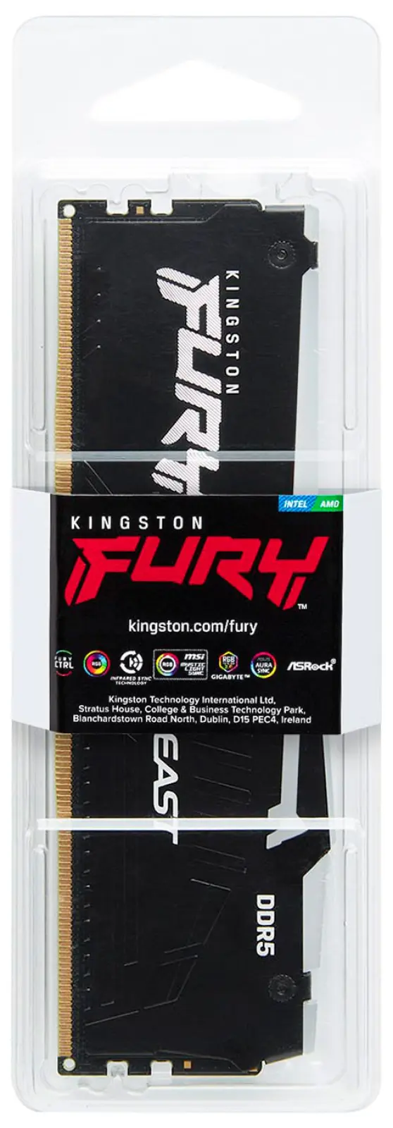 Оперативная память Kingston DDR5 16GB 5600MHz FURY Beast RGB Black (KF556C40BBA-16)