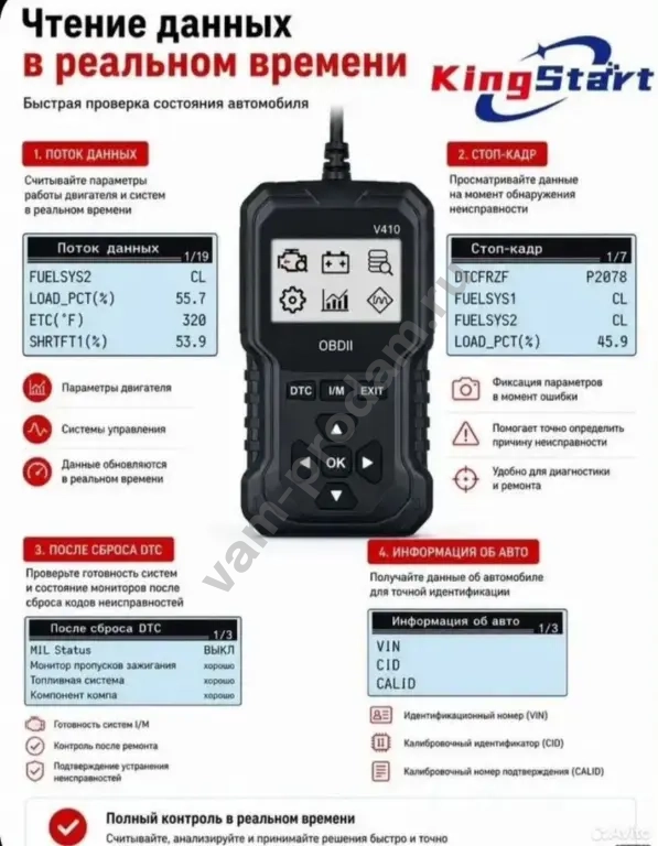 диагностический сканер V-410 OBD 2/EOBD Новый