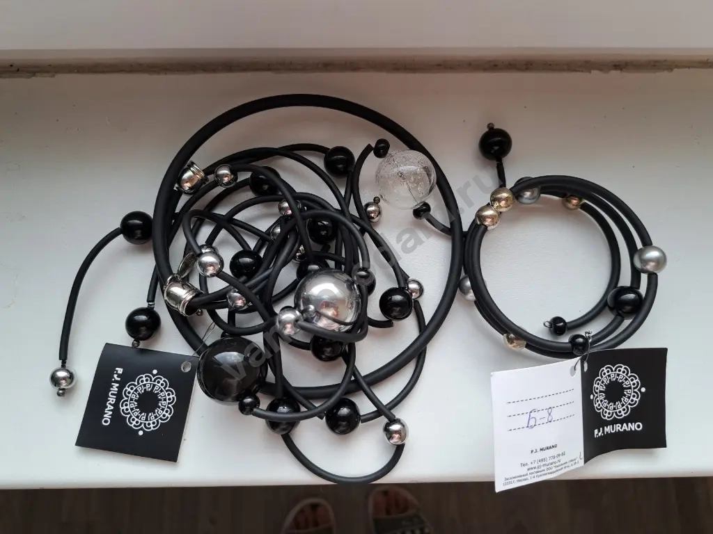 Комплект P.J. murano Black Orbita:колье + браслет украшения
