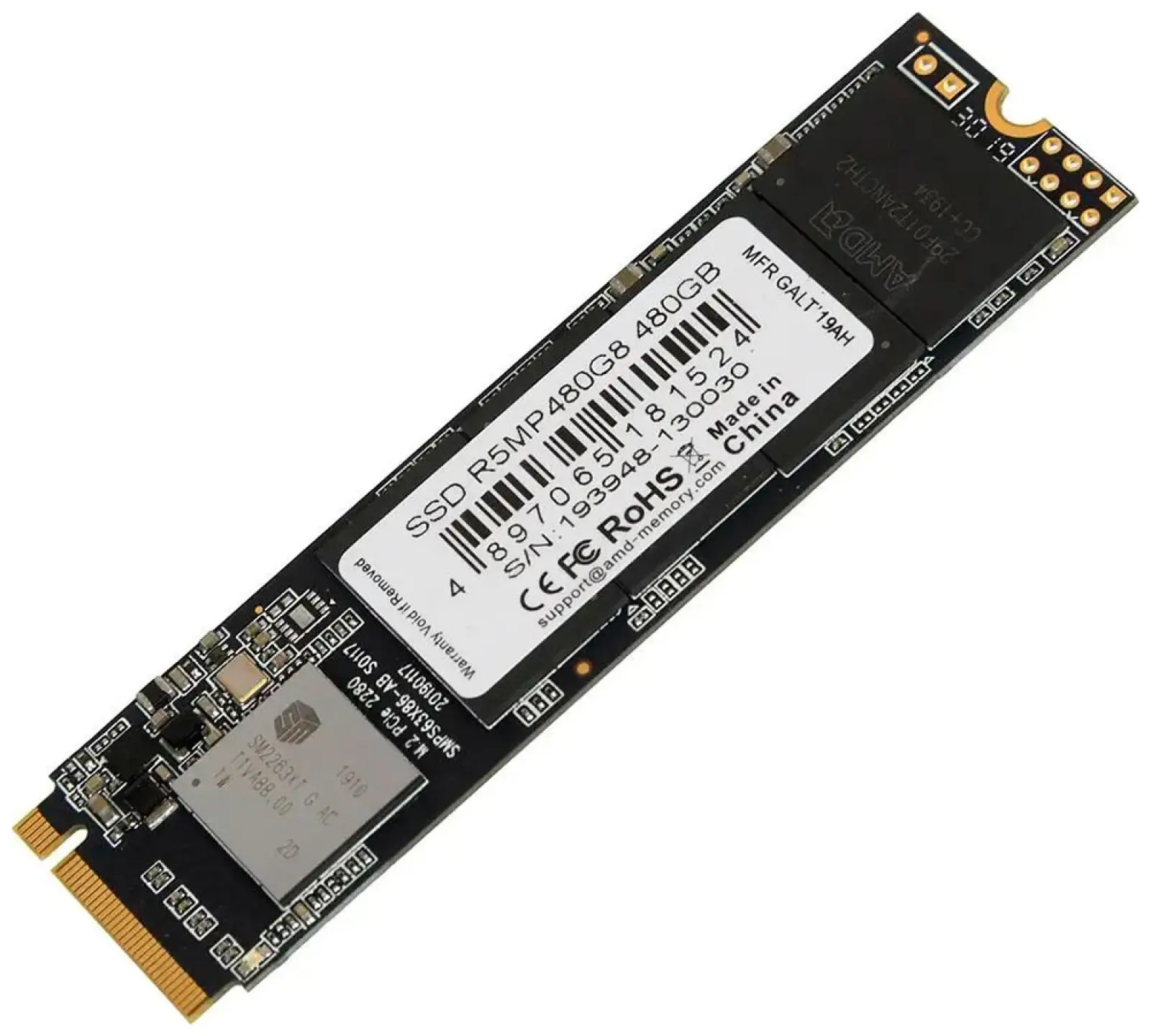 SSD накопитель AMD R5 Series M.2 480 Гб PCIe 3D TLC (R5MP480G8)