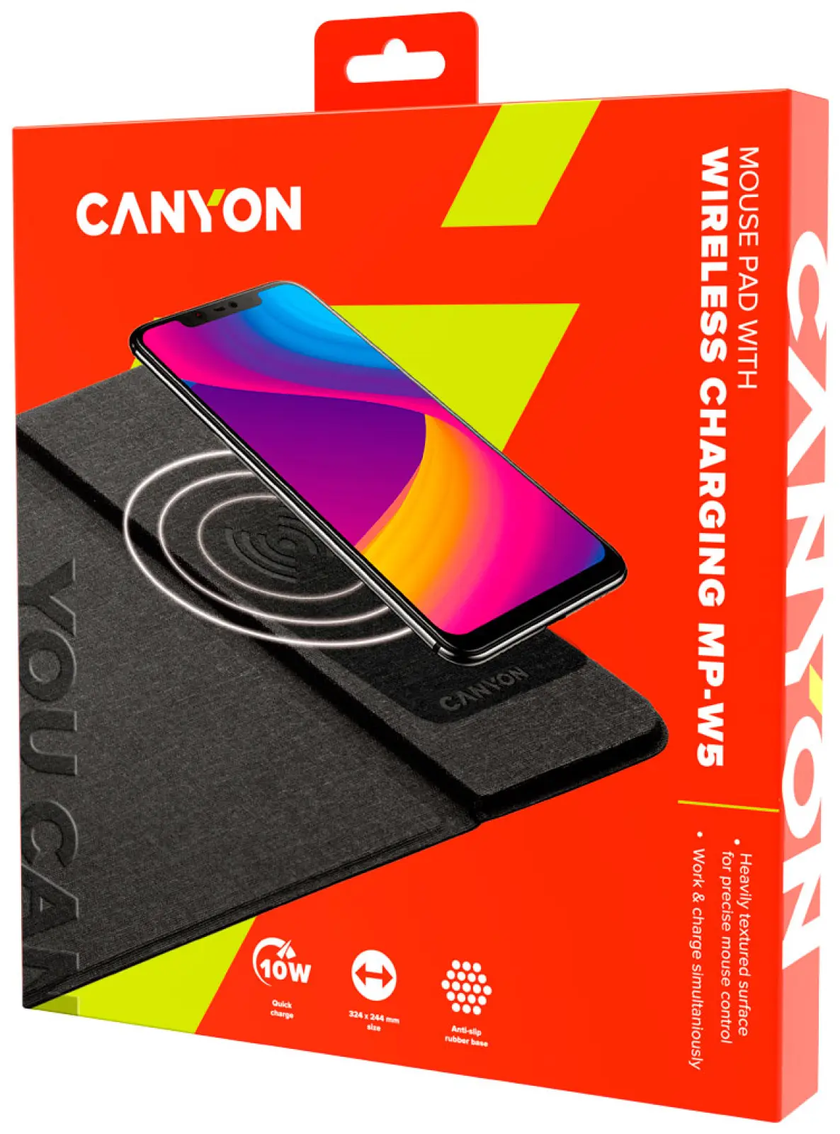 Коврик для мыши с функцией беспроводной зарядки  Canyon 324x244x6 мм MP-W5 CNS-CMPW5