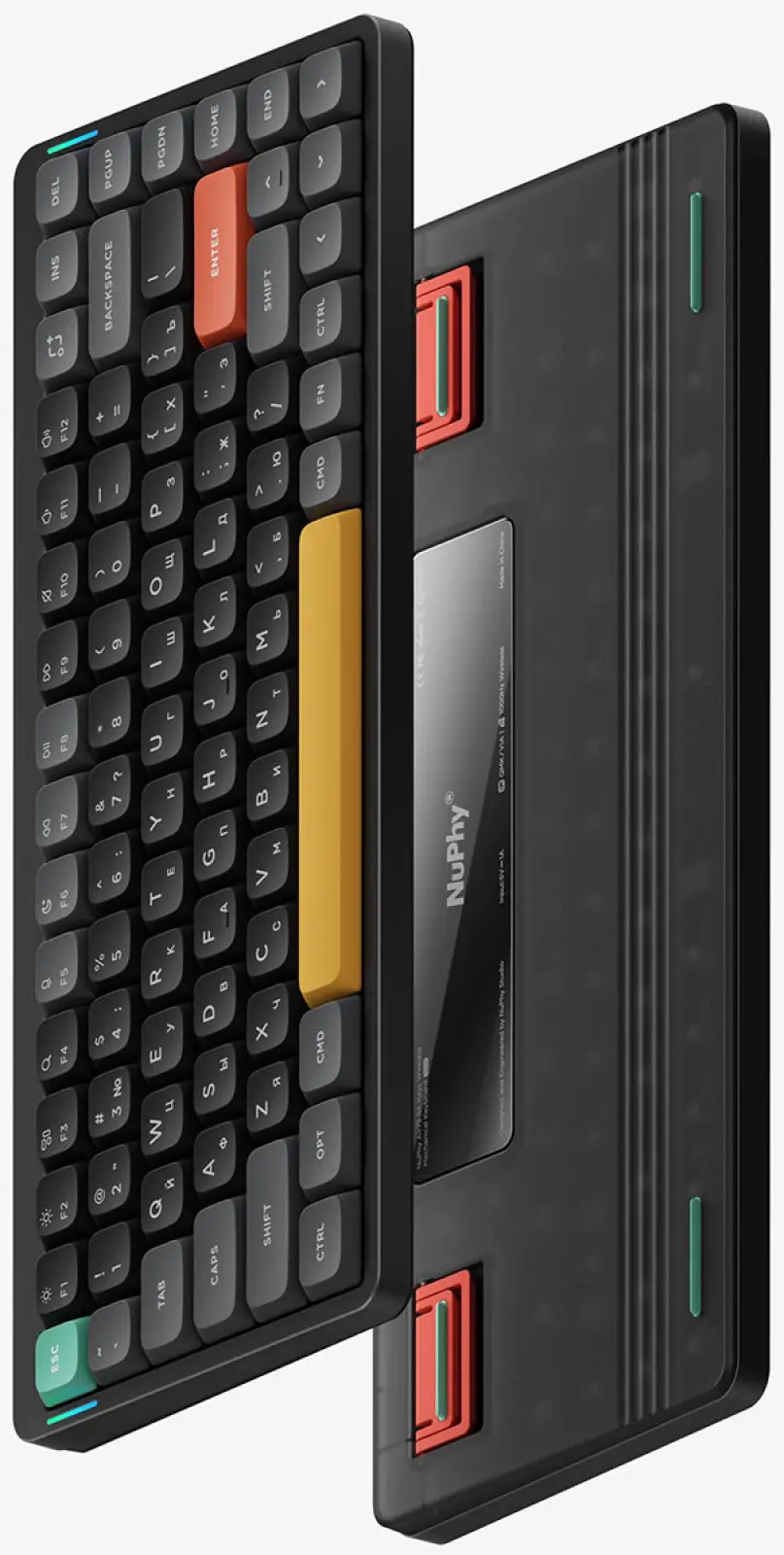 Беспроводная механическая клавиатура Nuphy QMK, AIR75v2, Basalt Black, RGB, Hot Swap, Cowberry Switch (AIR75v2-BB-24)