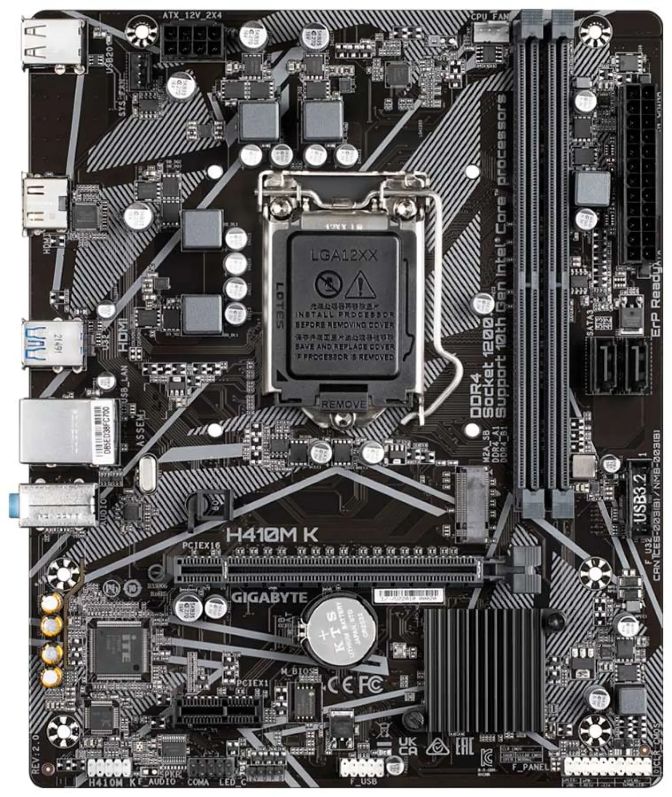 Материнская плата Gigabyte H410M K 2.0 (LGA1200, mATX)