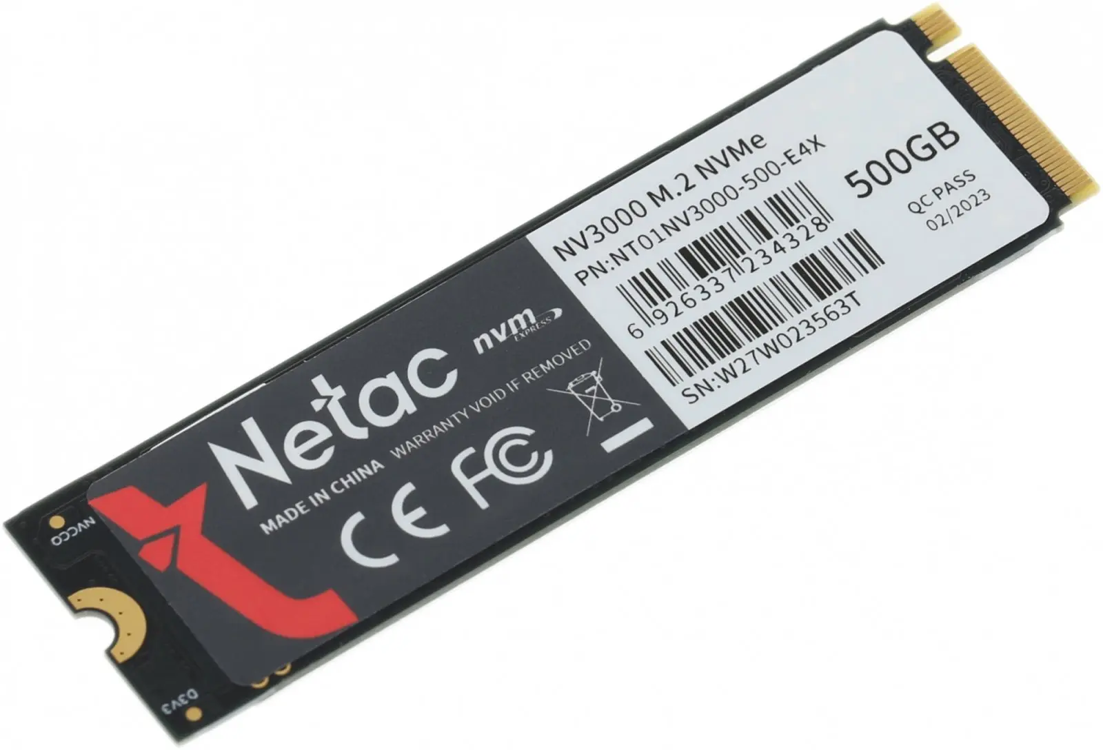 Накопитель SSD Netac M.2 NV3000 500 Гб PCIe NT01NV3000-500-E4X