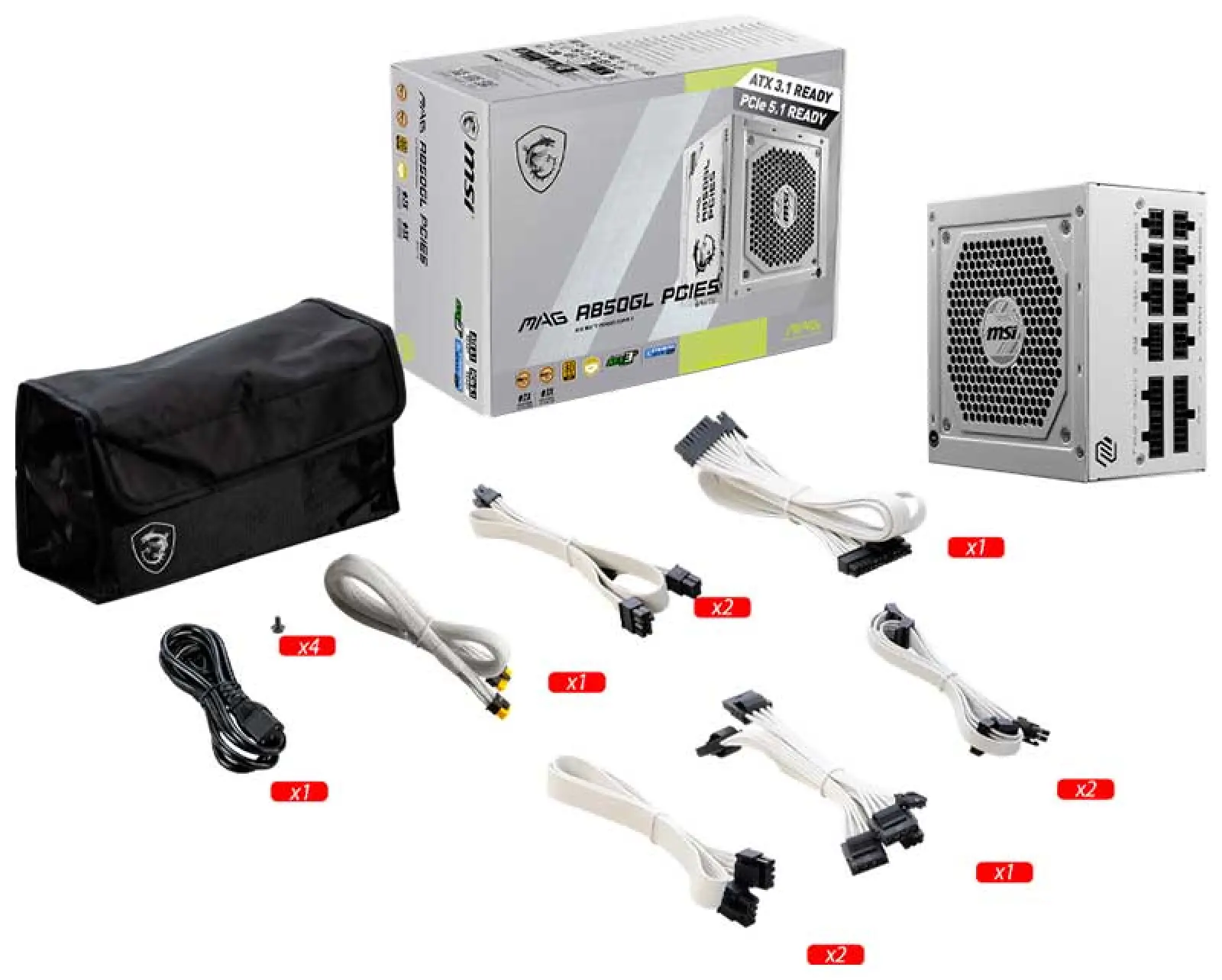 Блок питания MSI MAG A850GL PCIE5 WHITE Gold