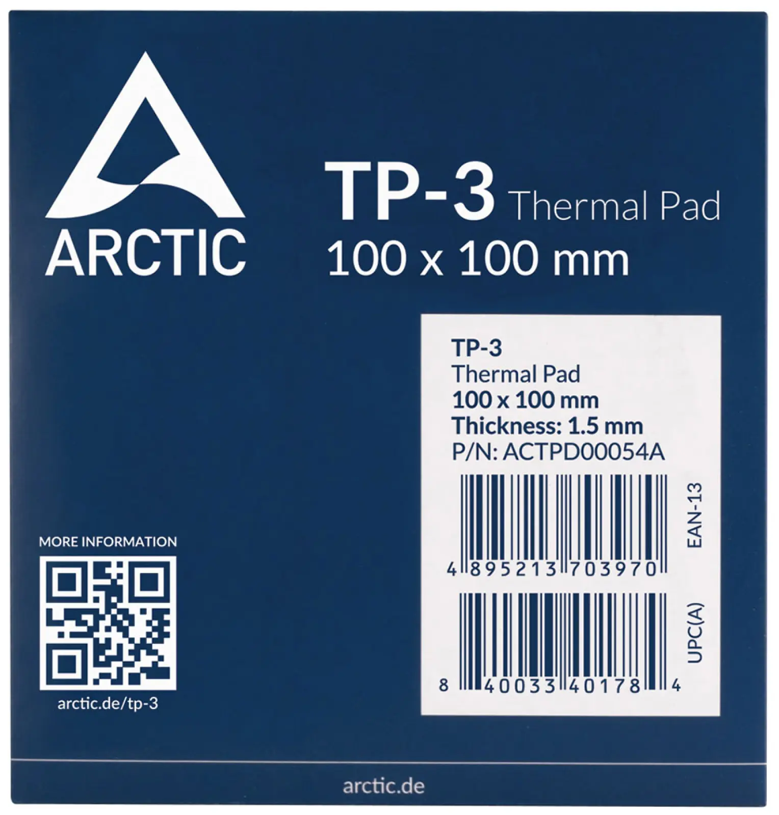 Термопрокладка Arctic Thermal pad 100x100mm 1.5mm TP-3 (ACTPD00054A)