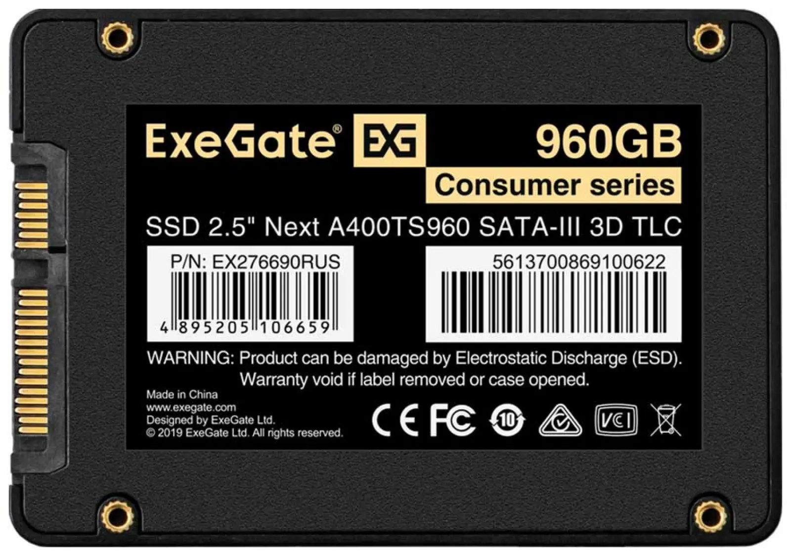SSD накопитель ExeGate 2.5 960GB Next A400TS960 SATA-III (EX276690RUS)