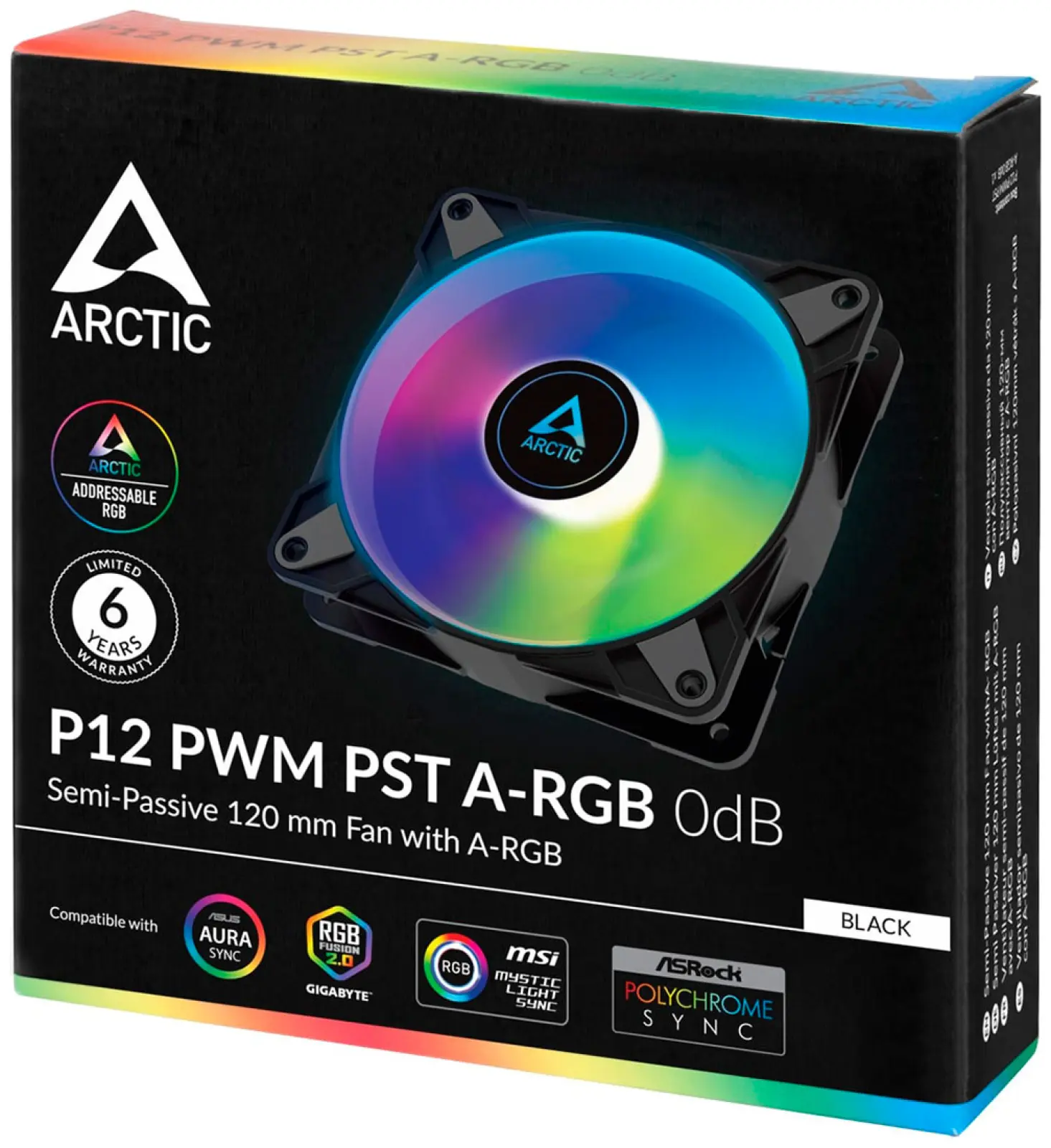 Вентилятор для корпуса Arctic P12 PWM PST A-RGB 0dB Black (ACFAN00231A)