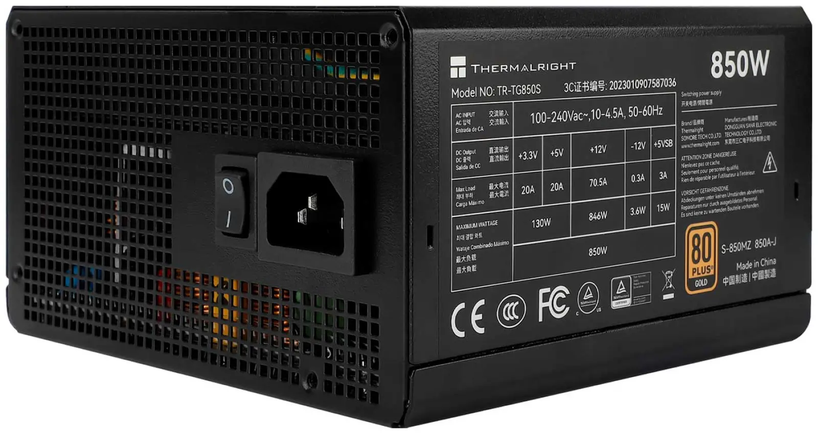 Блок питания Thermalright 850W Gold ATX 3.0 (TR-TG 850S)