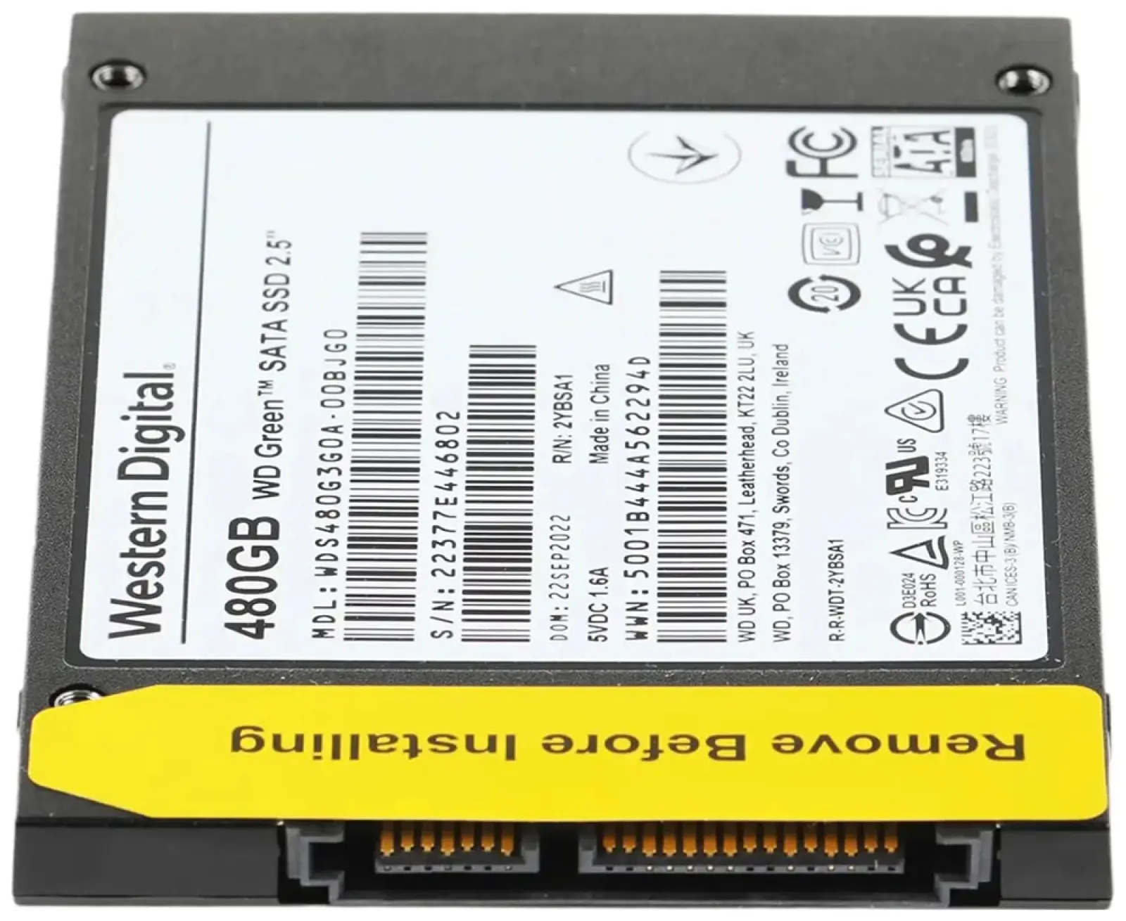SSD накопитель Western Digital 2.5 Green 480 Гб SATA III 3D TLC (WDS480G3G0A)