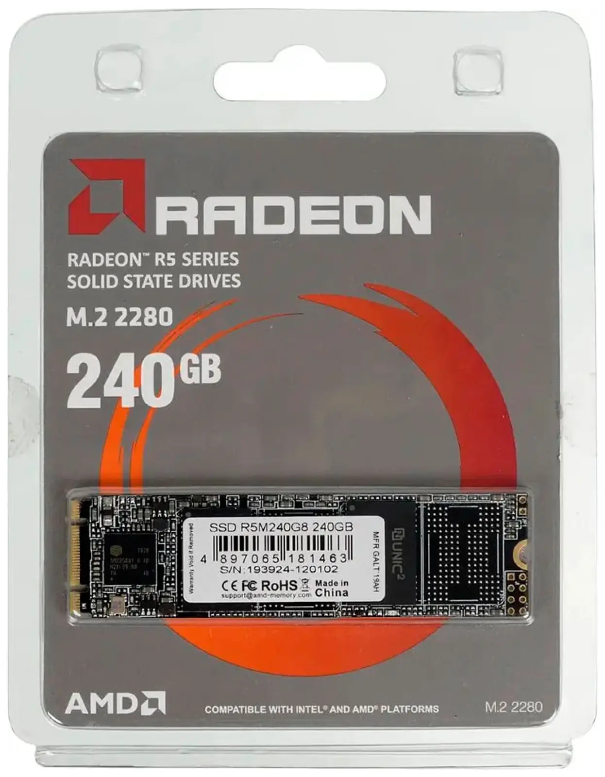 SSD накопитель AMD M.2 Radeon R5 240 Гб SATA III (R5M240G8)