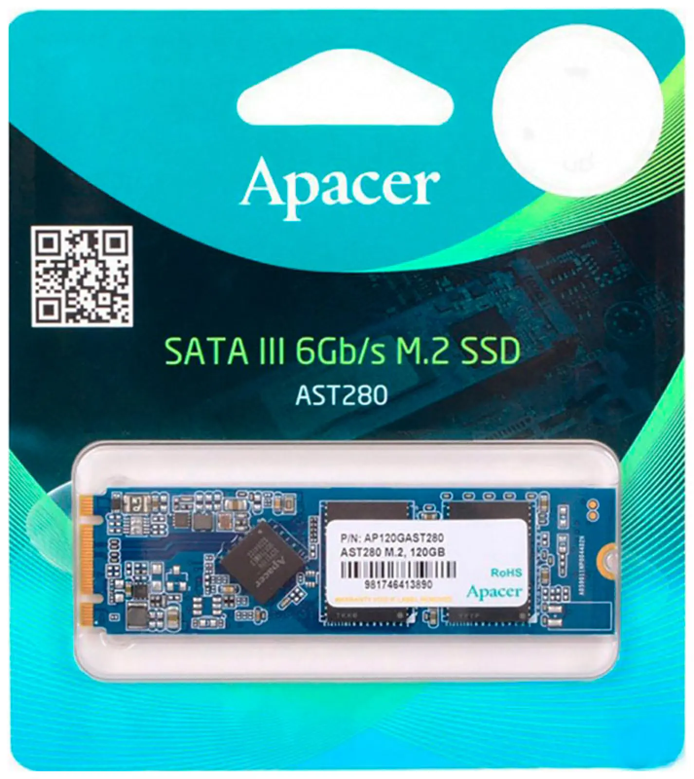 SSD накопитель Apacer M.2 AST280 120 ГБ SATA III (AP120GAST280-1)