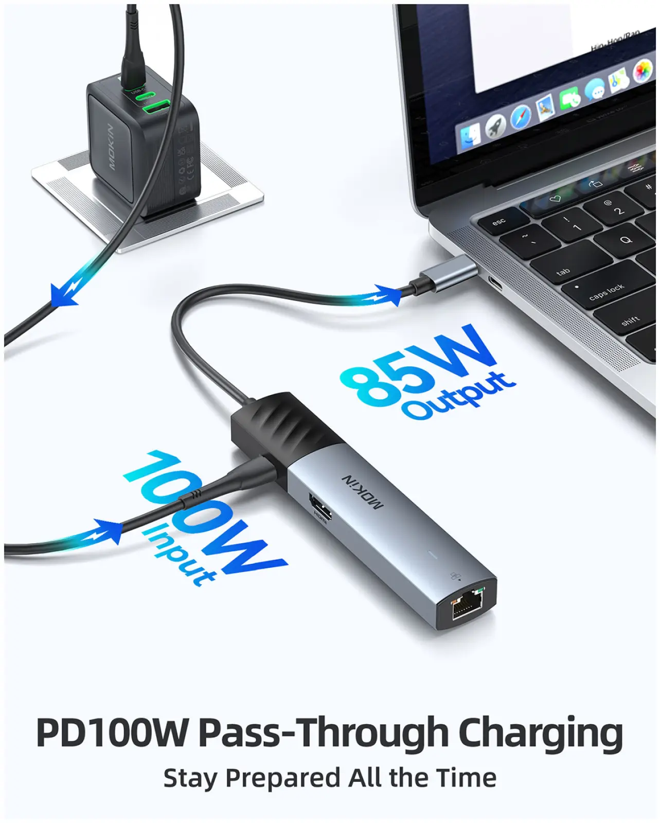 Универсальный адаптер Mokin MOUC6001, HDMI, USB C x 3, USB A, USB C PD, RJ45 to Type C