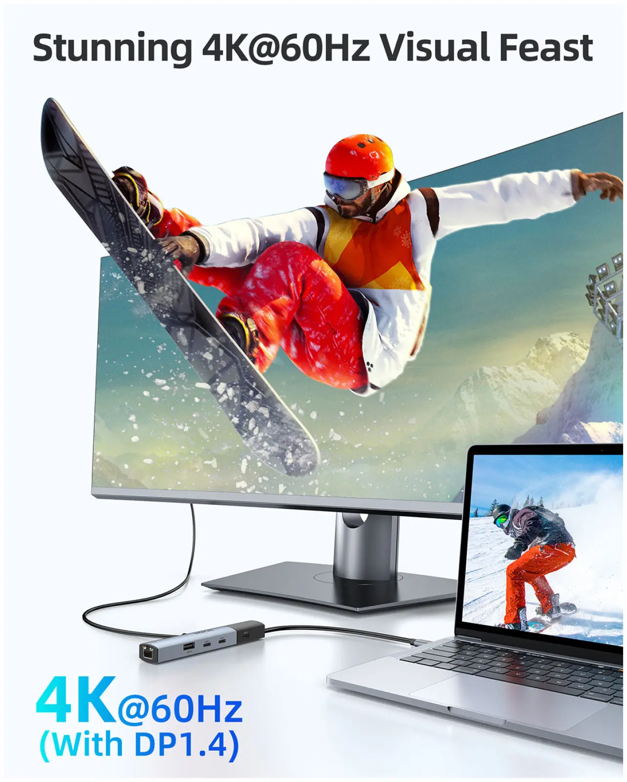 Универсальный адаптер Mokin MOUC6001, HDMI, USB C x 3, USB A, USB C PD, RJ45 to Type C